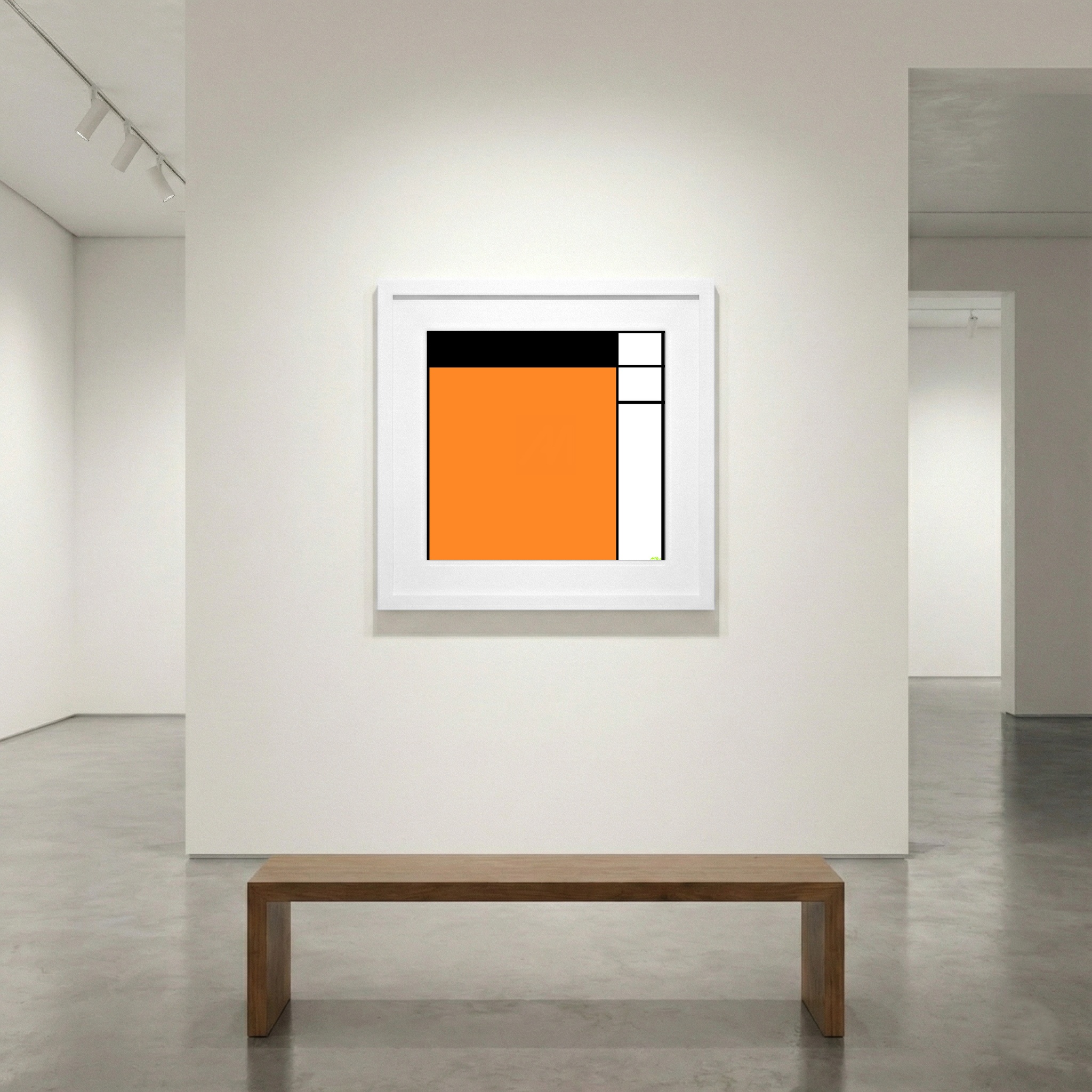 Vivid Orange Geometric Digital Artwork — art on the wall, room interior preview 1