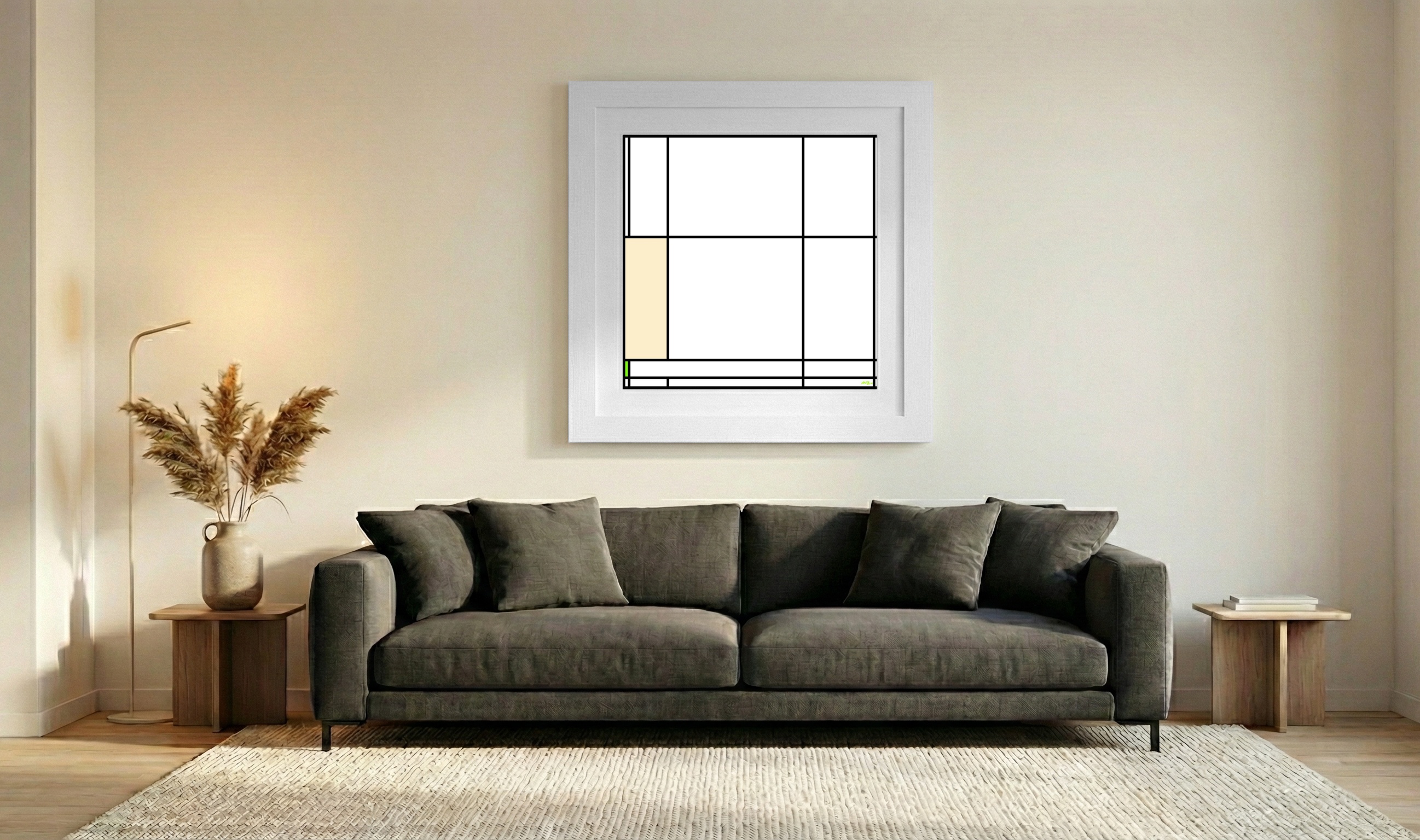 Soft Beige Minimalist Digital Art — art on the wall, room interior preview 3