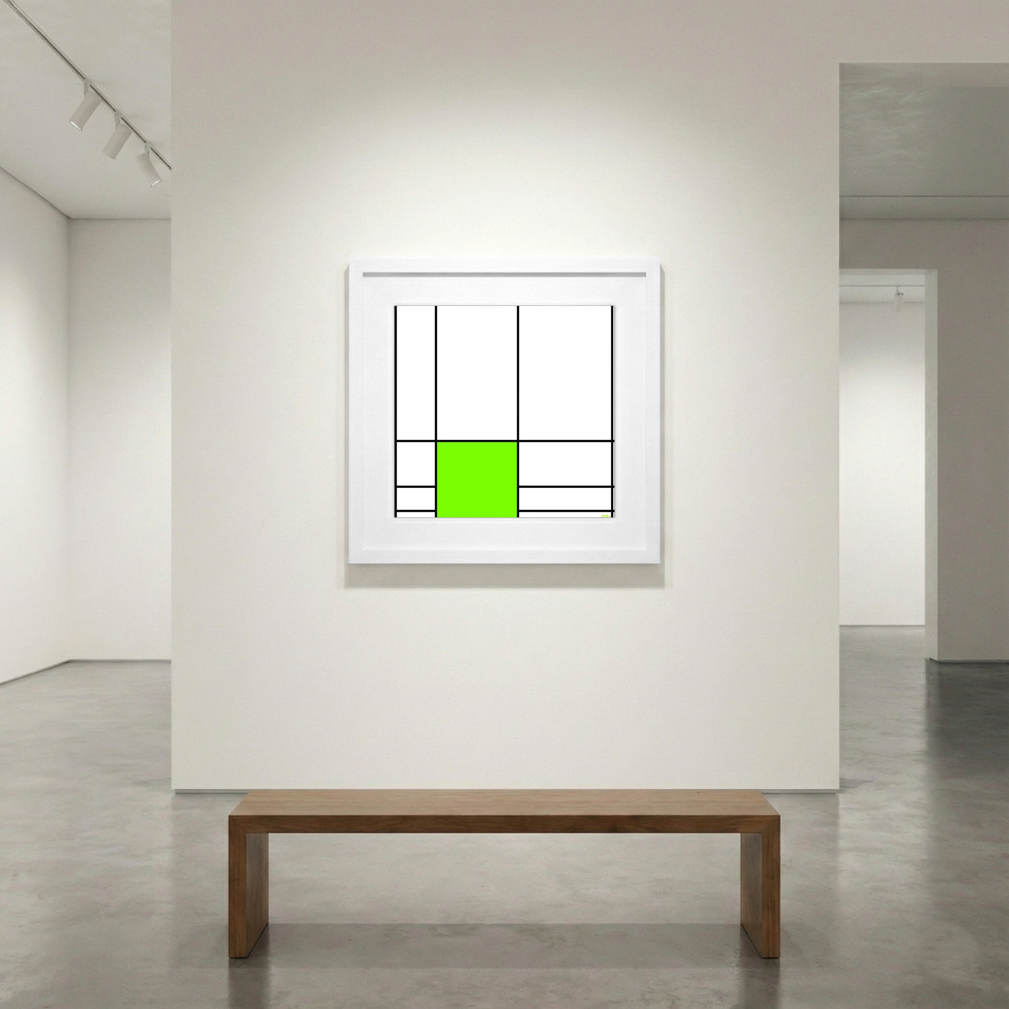 Vibrant Green Geometric Digital Print — art on the wall, room interior preview 1