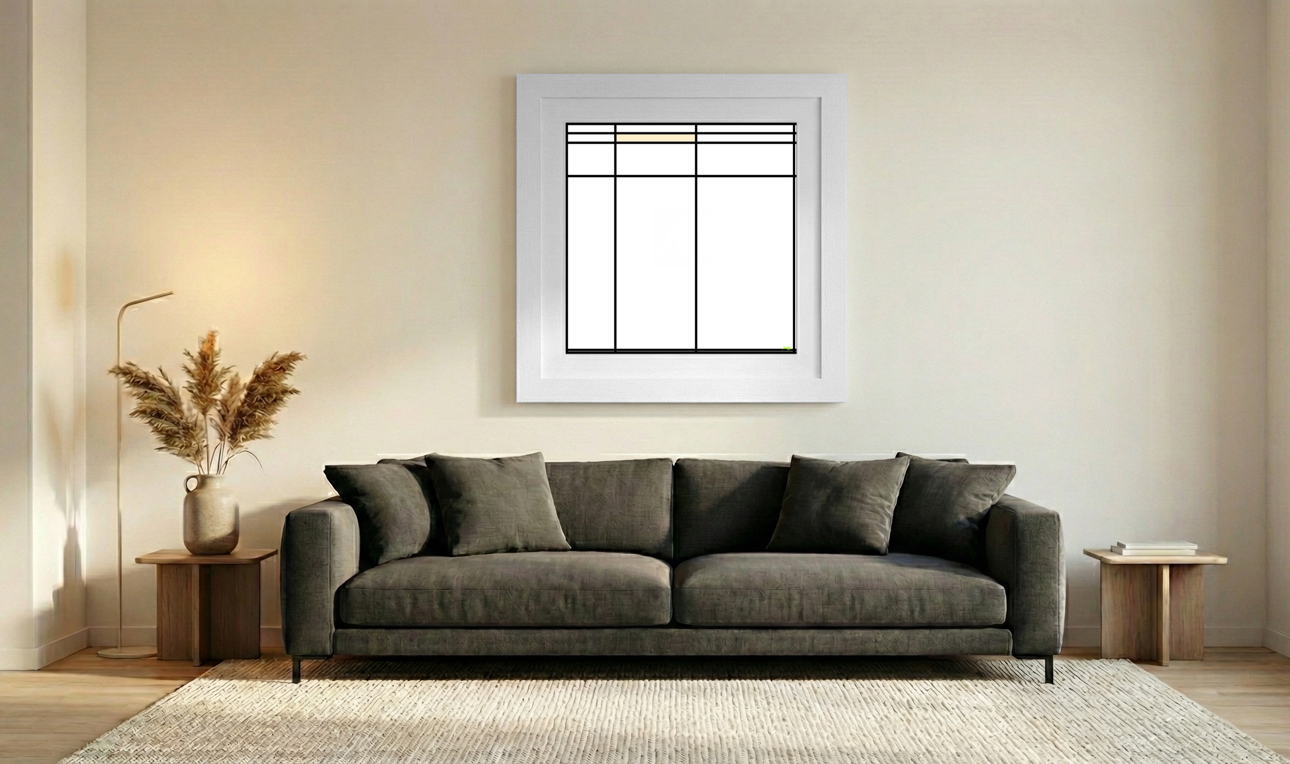 Soft Gradient Abstract Digital Artwork — art on the wall, room interior preview 3