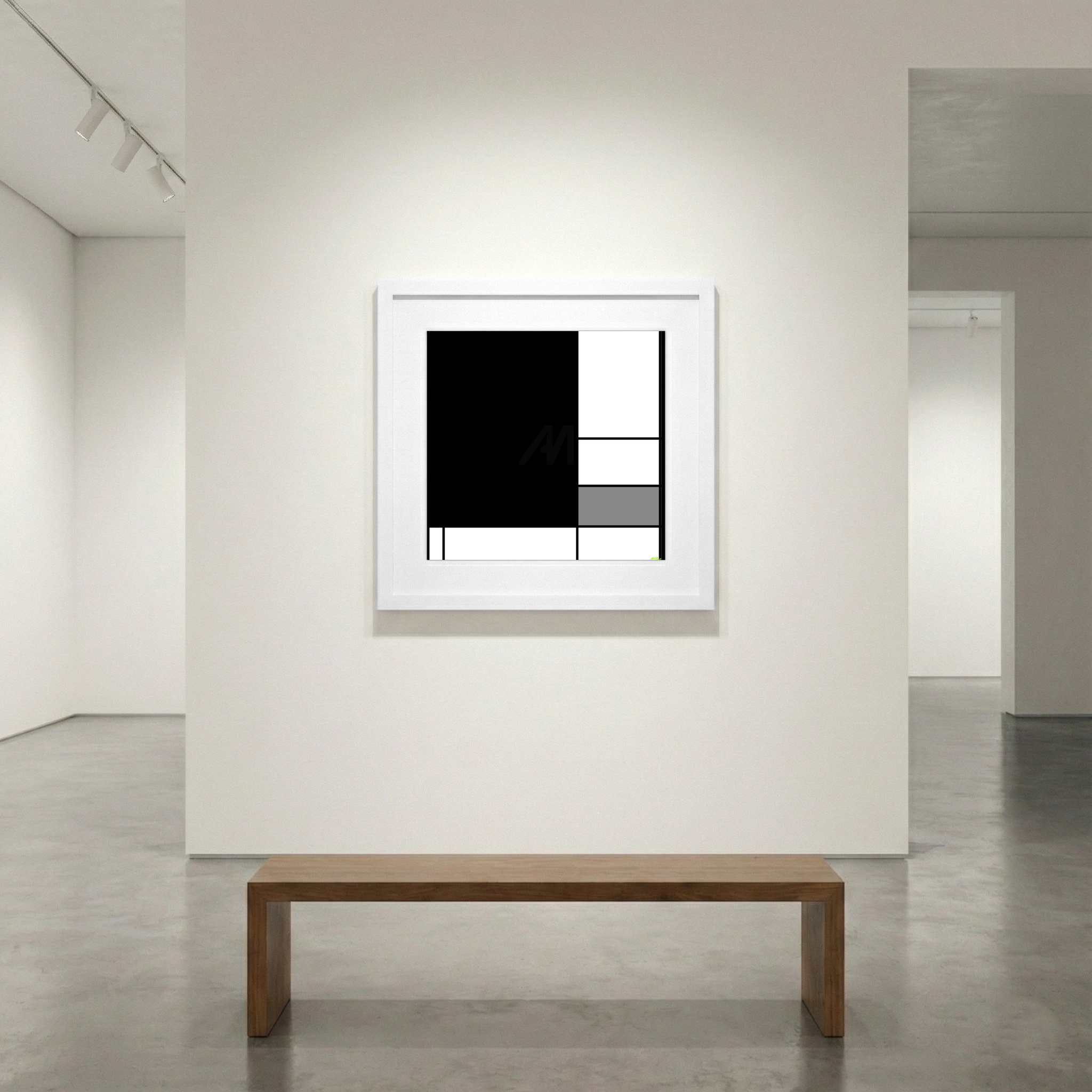 Minimalist Black and White Digital Composition — art on the wall, room interior preview 1