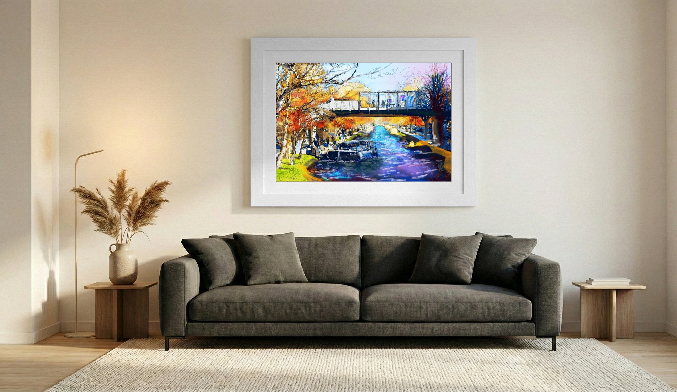 Autumn Colors Over Grand Canal — art on the wall, room interior preview 1