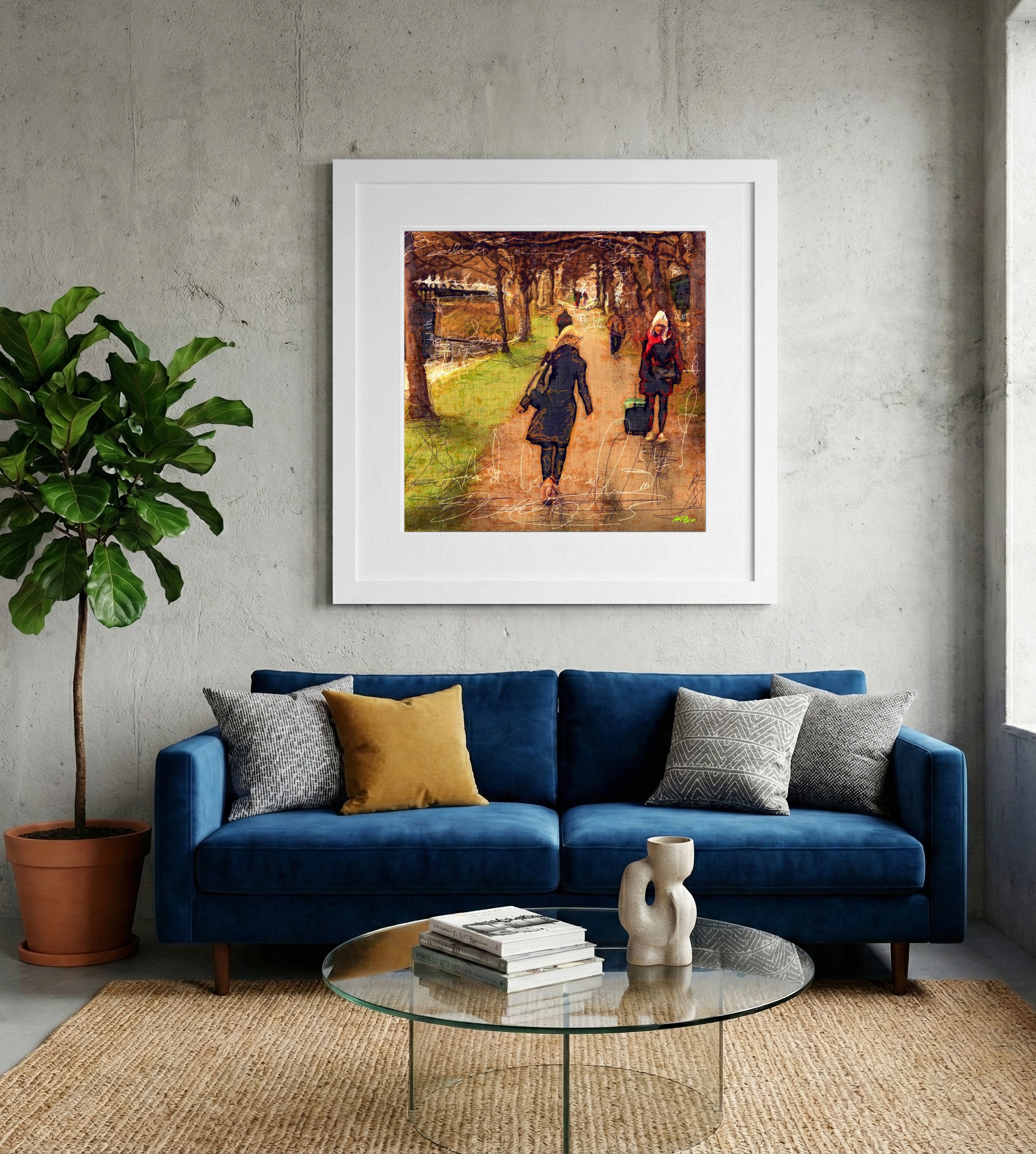 Ochre and Rust Autumn Walk — art on the wall, room interior preview 2