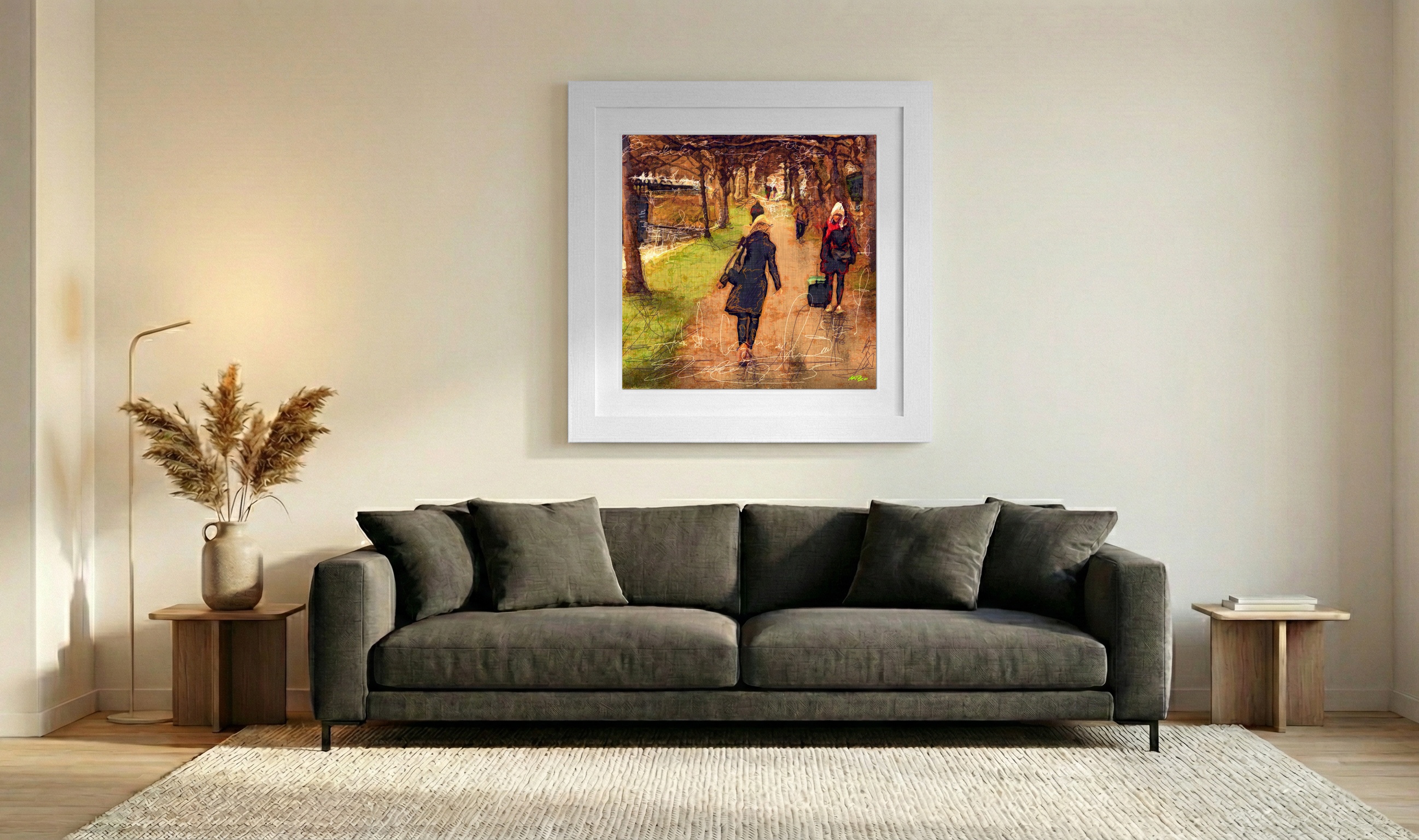 Ochre and Rust Autumn Walk — art on the wall, room interior preview 3