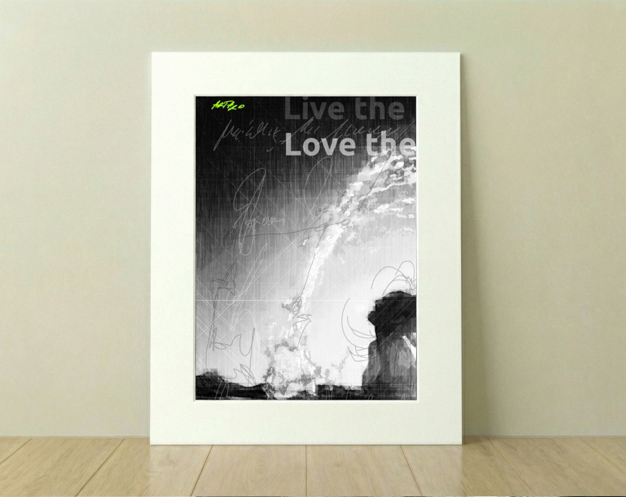 Black and White Woman by the Sea — art on the wall, room interior preview 3