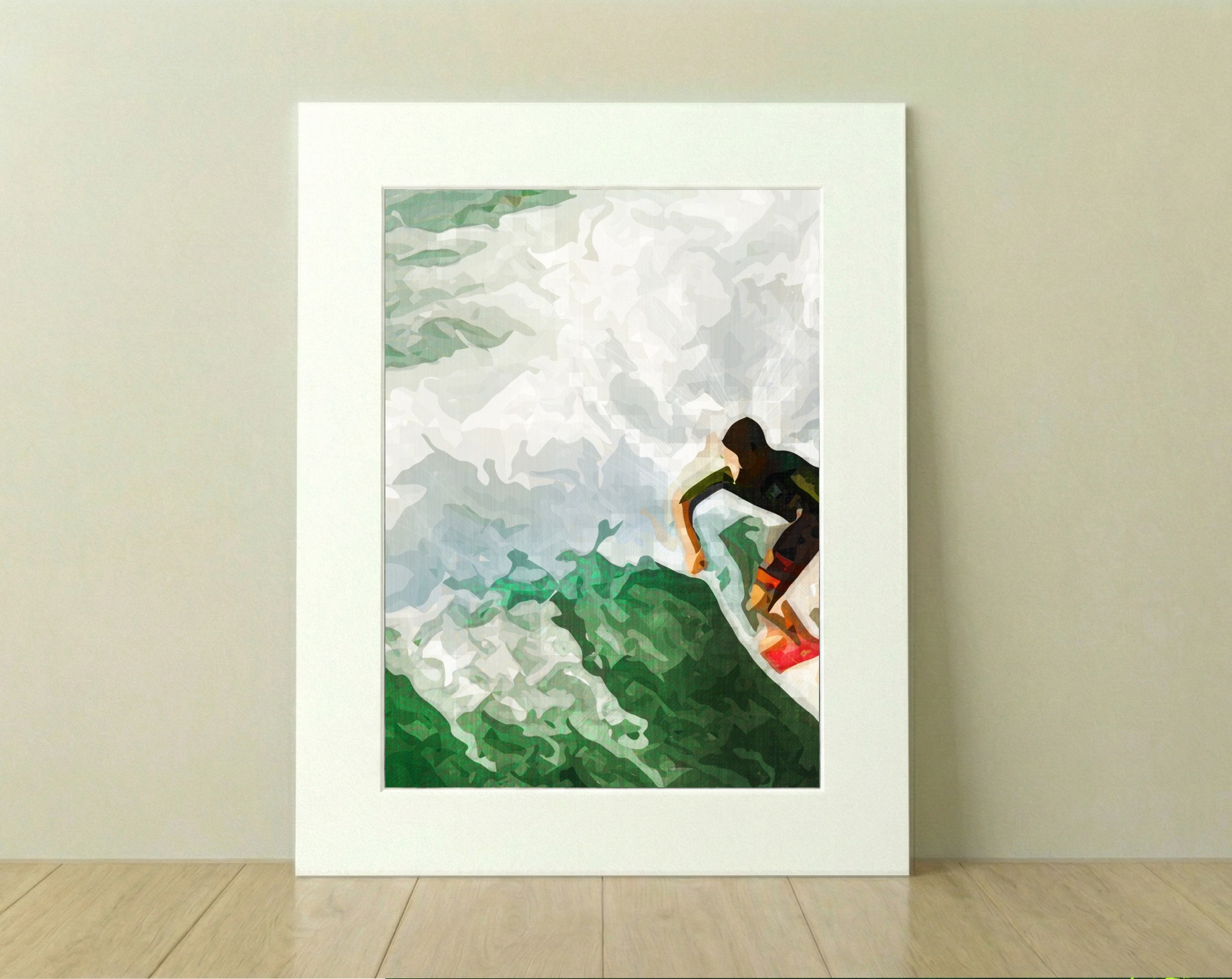 Green Waves and Surfing Adventure — art on the wall, room interior preview 1