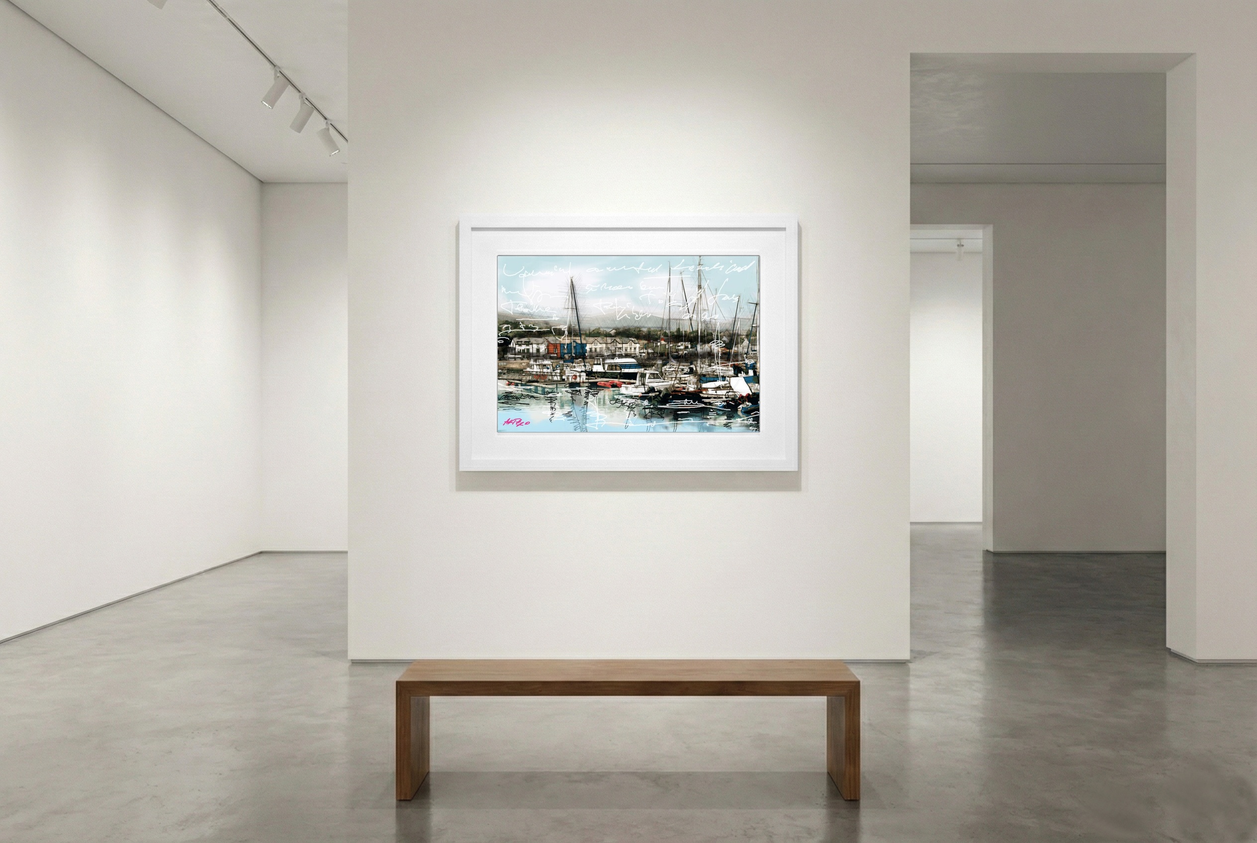 Soft Blue Maritime Landscape — art on the wall, room interior preview 3