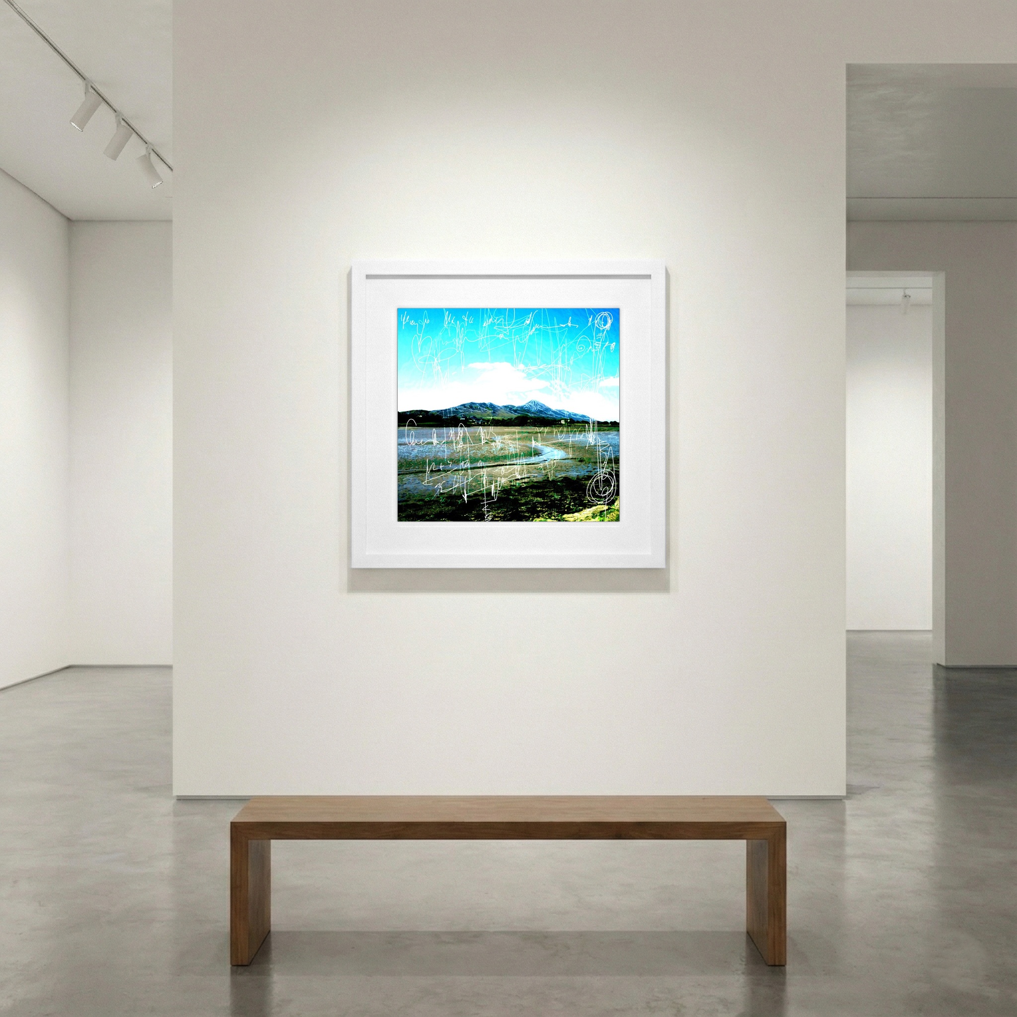 Cerulean Blue Mountain Digital Artwork — art on the wall, room interior preview 1