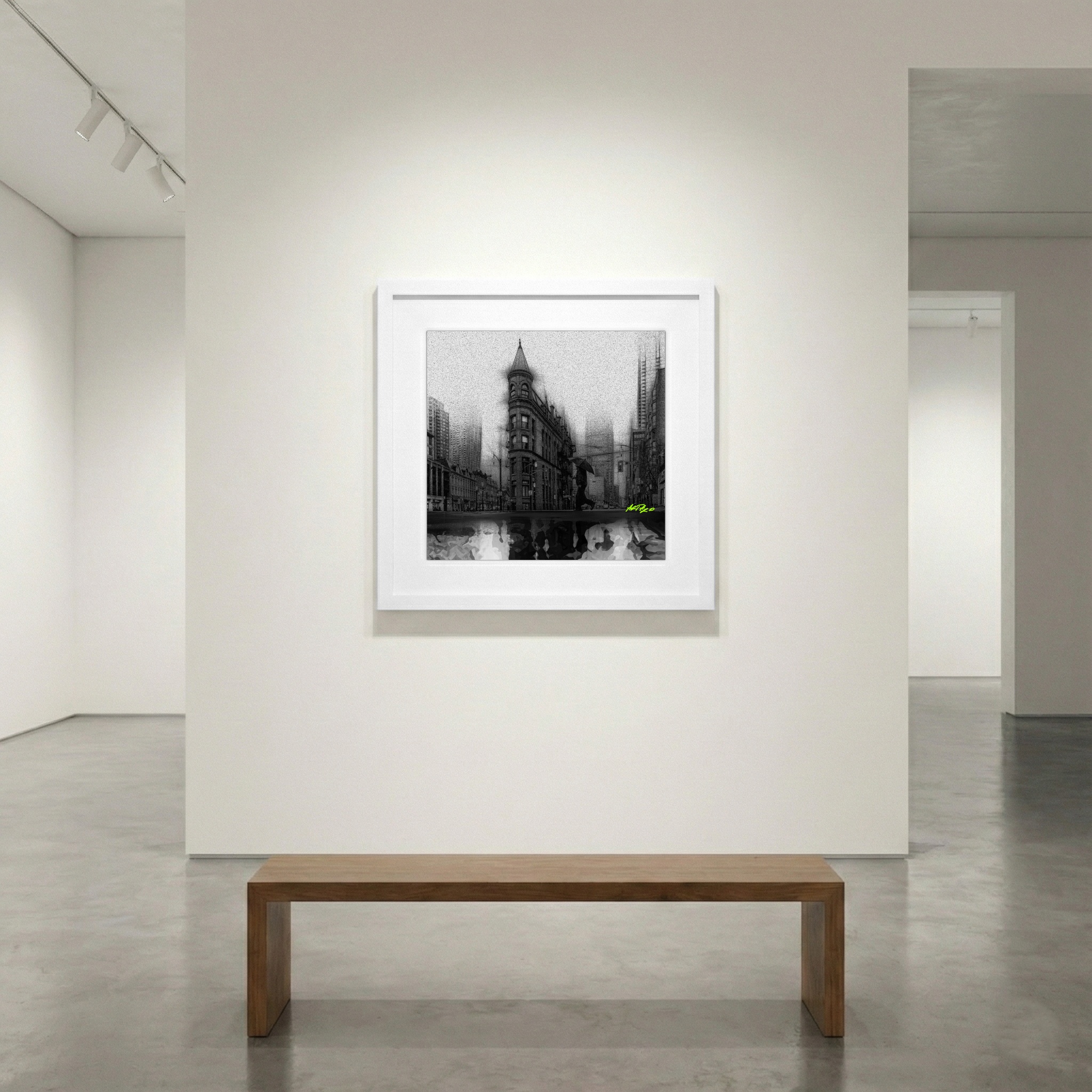 Black and White Urban Digital Scene — art on the wall, room interior preview 1