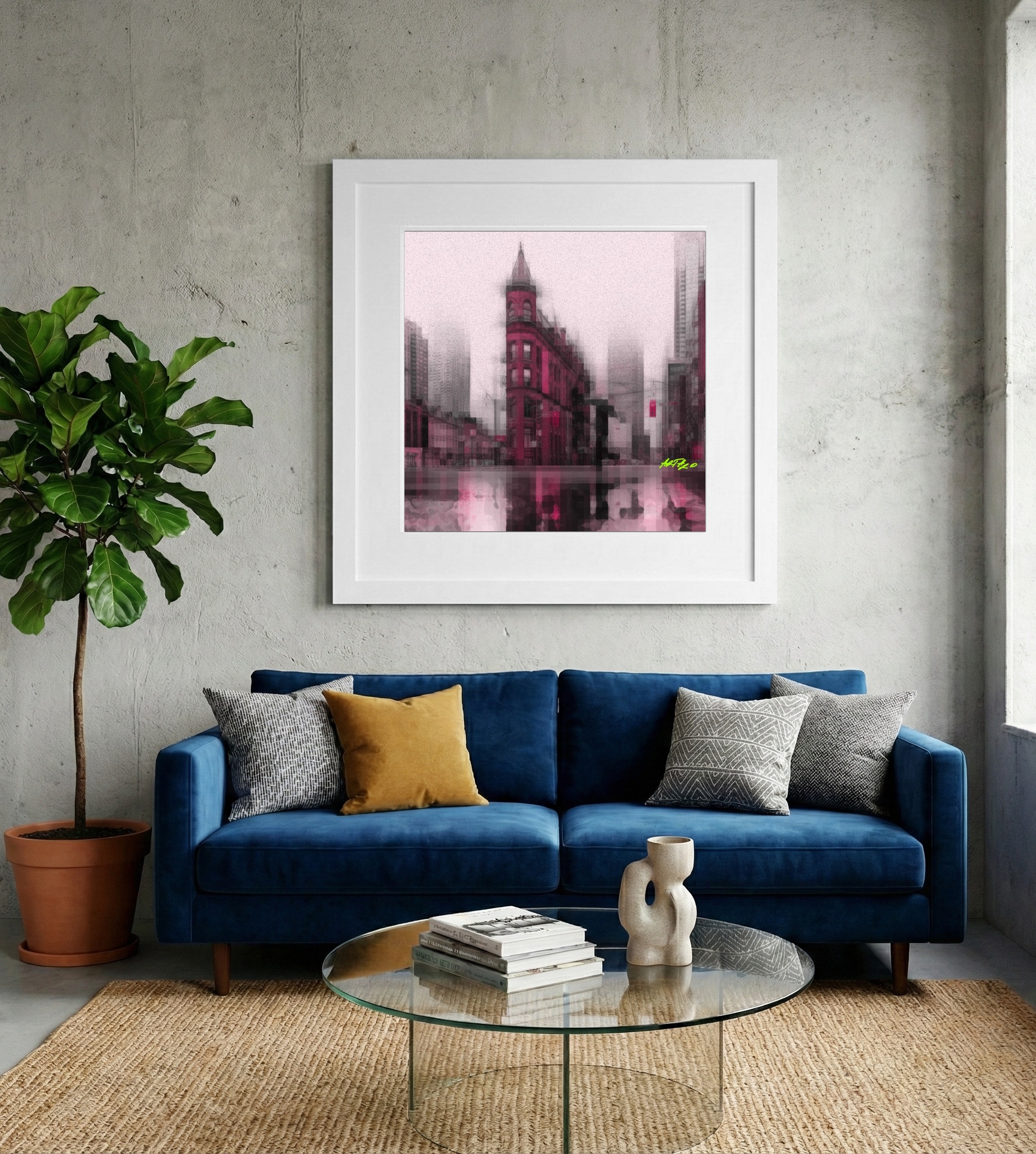 Magenta Mist on Building Digital Art — art on the wall, room interior preview 2