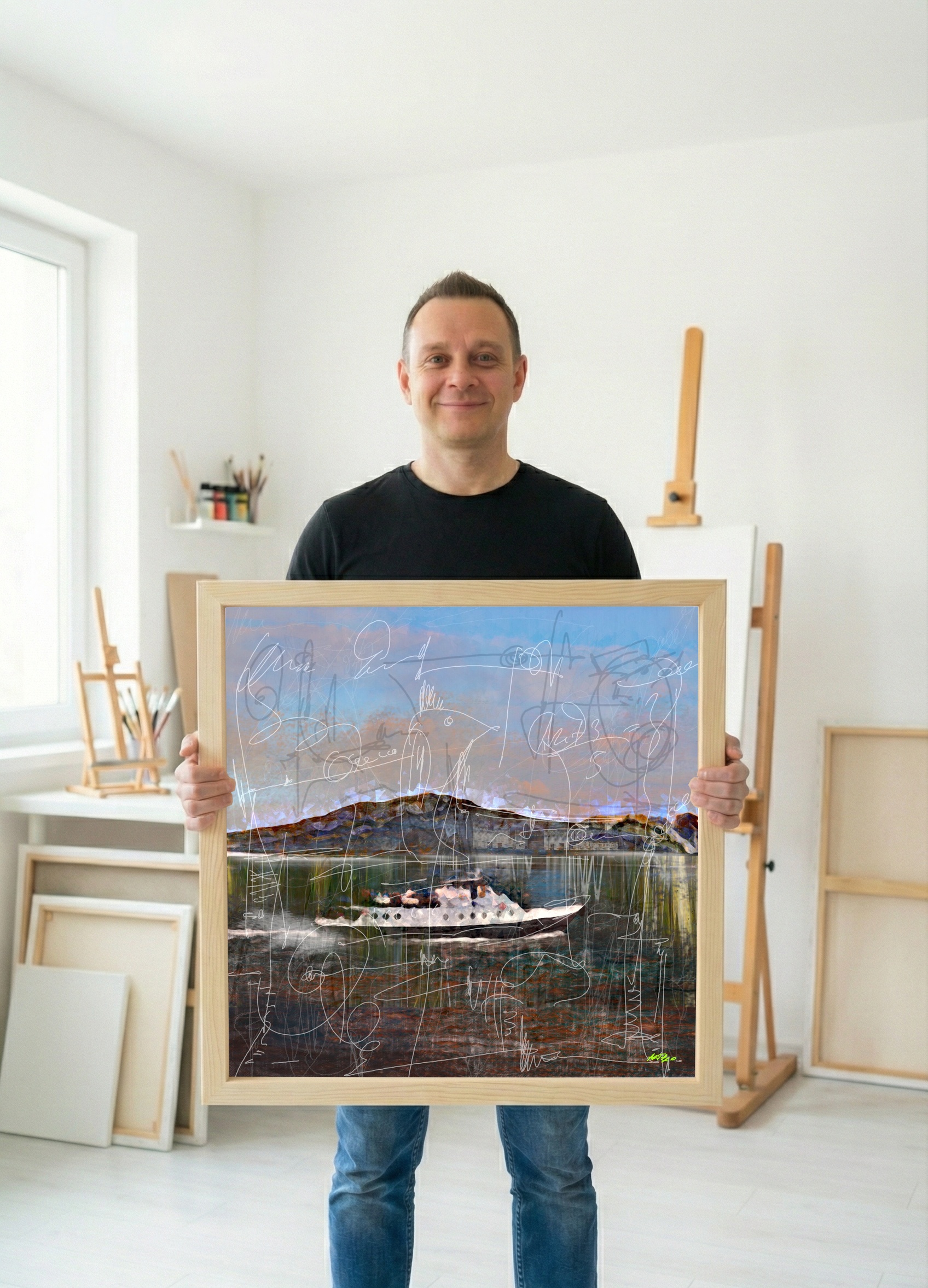 Muted Coastal Life Art — art on the wall, room interior preview 3