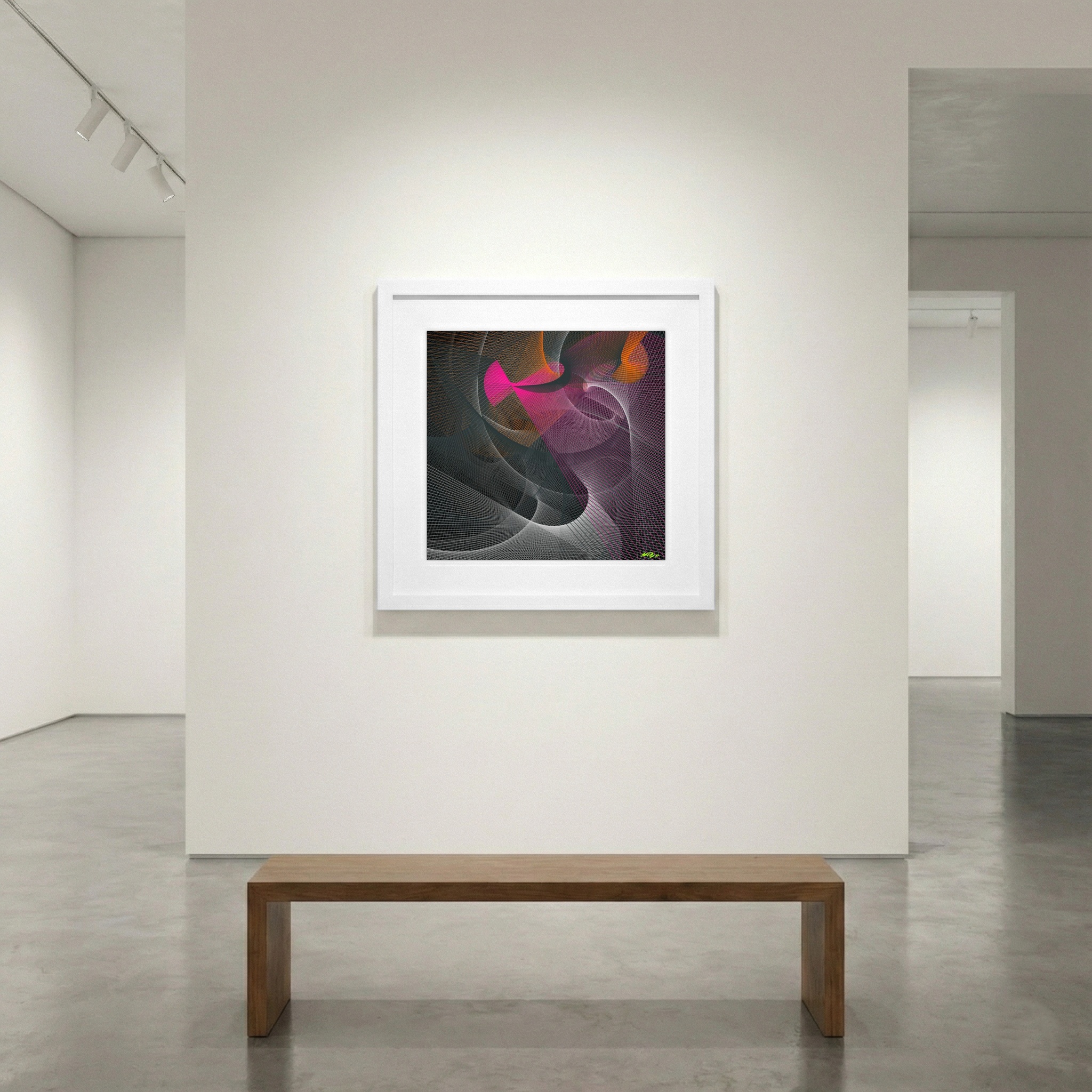 Vibrant Magenta and Aqua Fusion — art on the wall, room interior preview 1