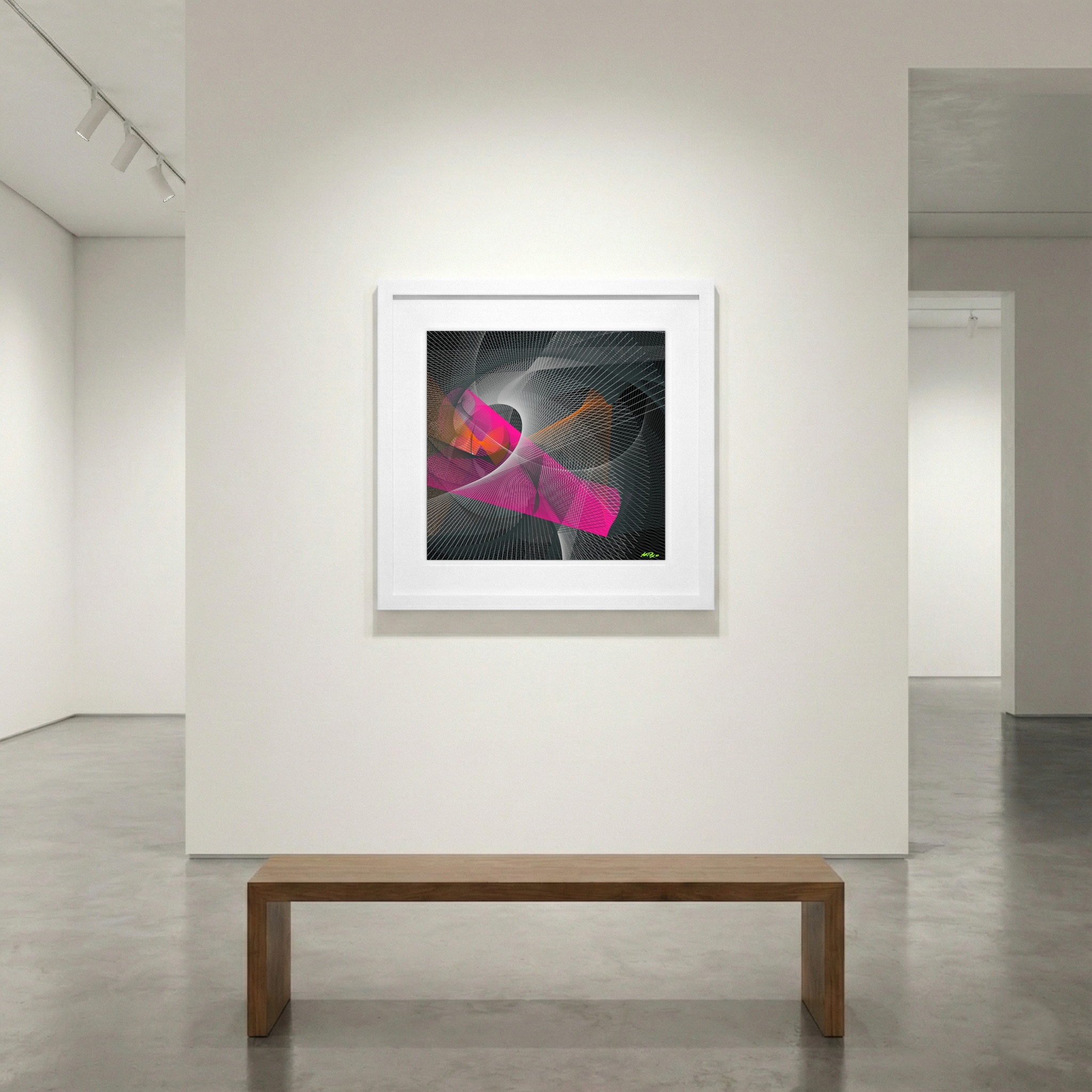 Magenta and Charcoal Line Art — art on the wall, room interior preview 1