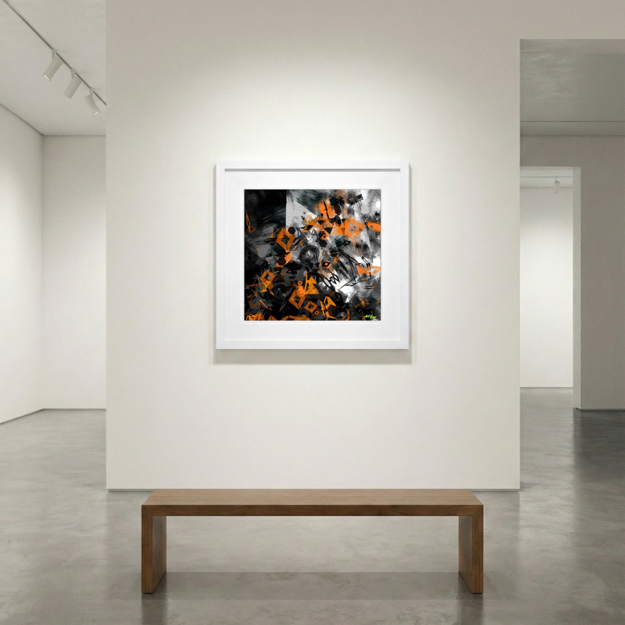 Burnt Orange Geometric Digital Design — art on the wall, room interior preview 1