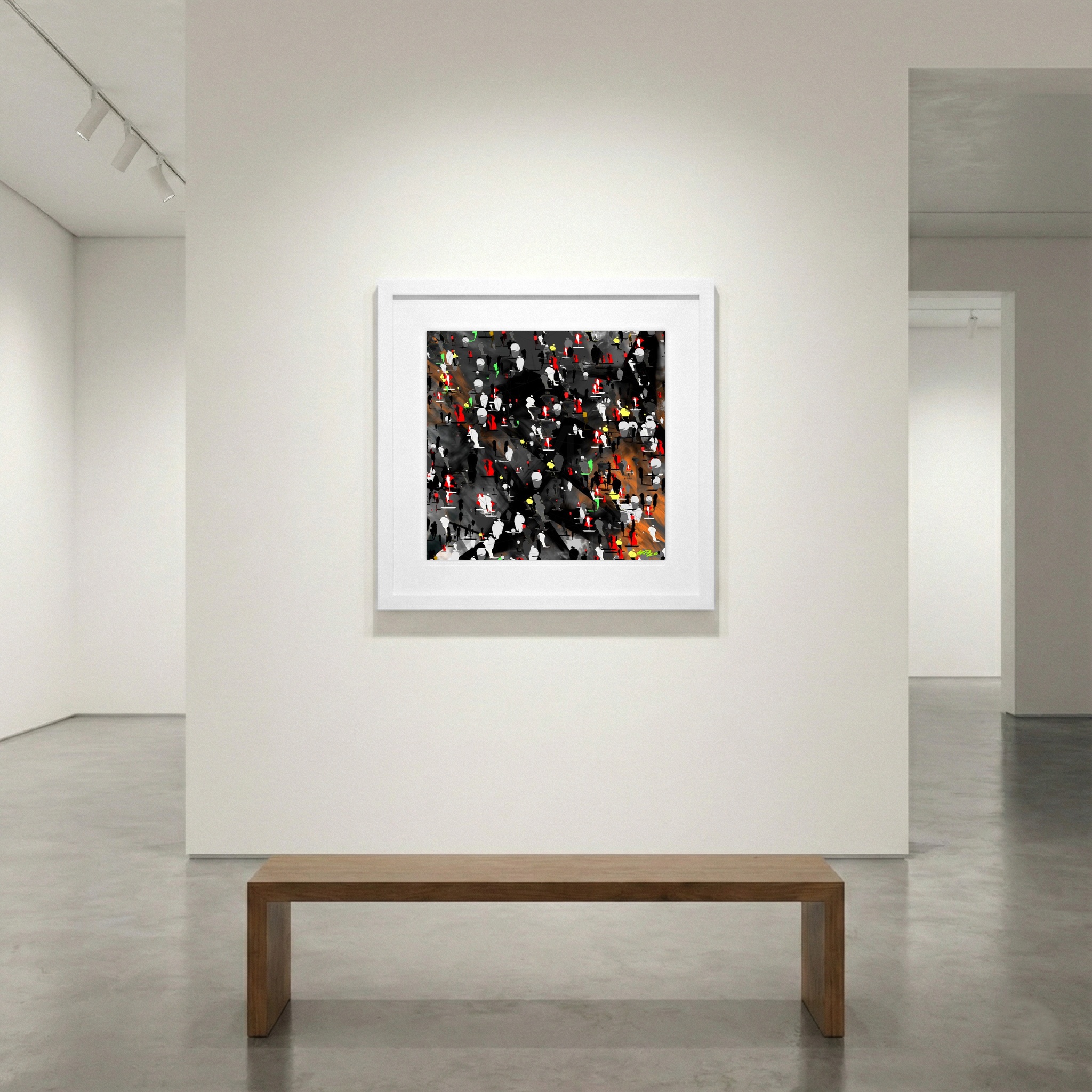 Crimson and Slate Street Crowd Digital Art — art on the wall, room interior preview 1