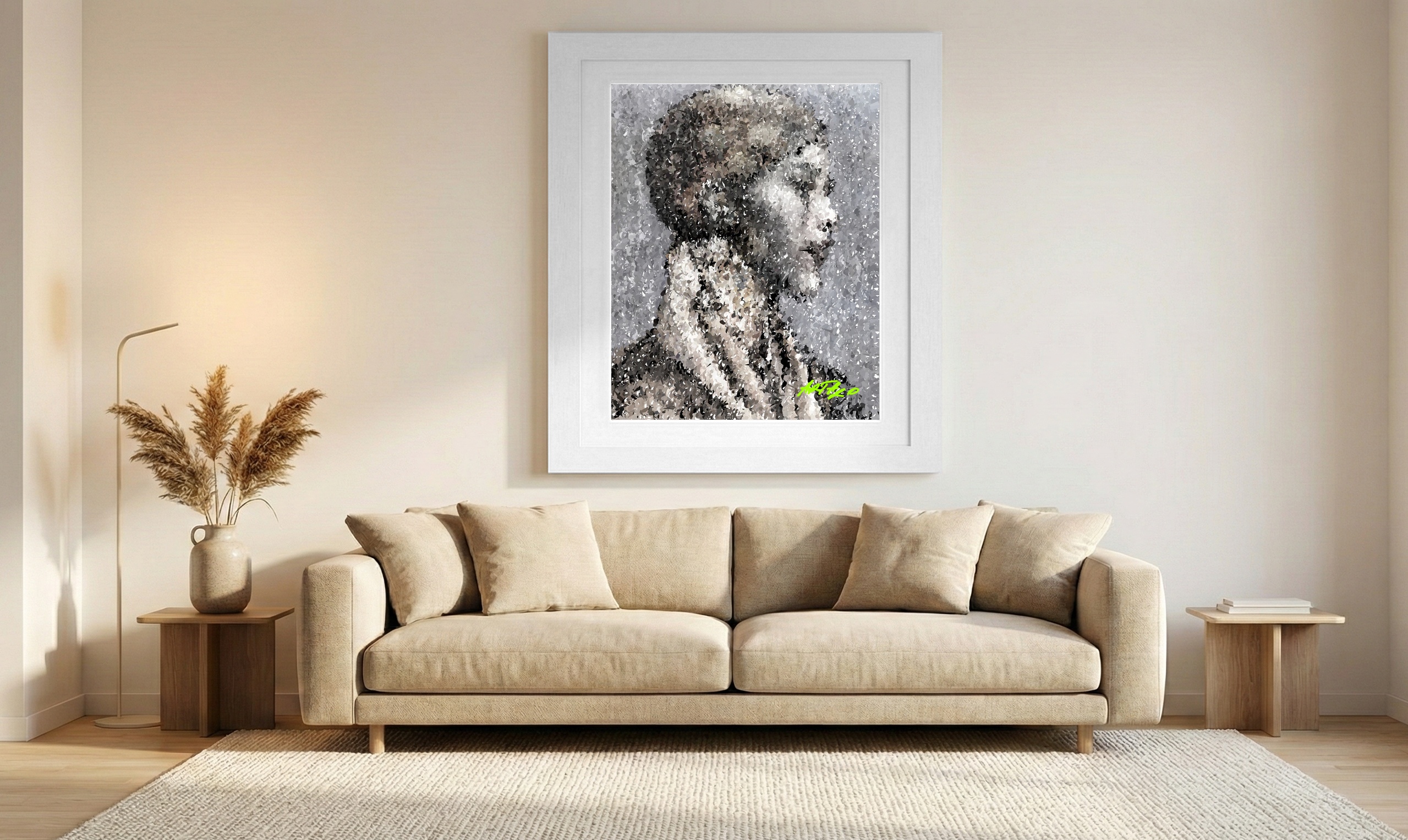 Warm Sepia Profile Portrait — art on the wall, room interior preview 1