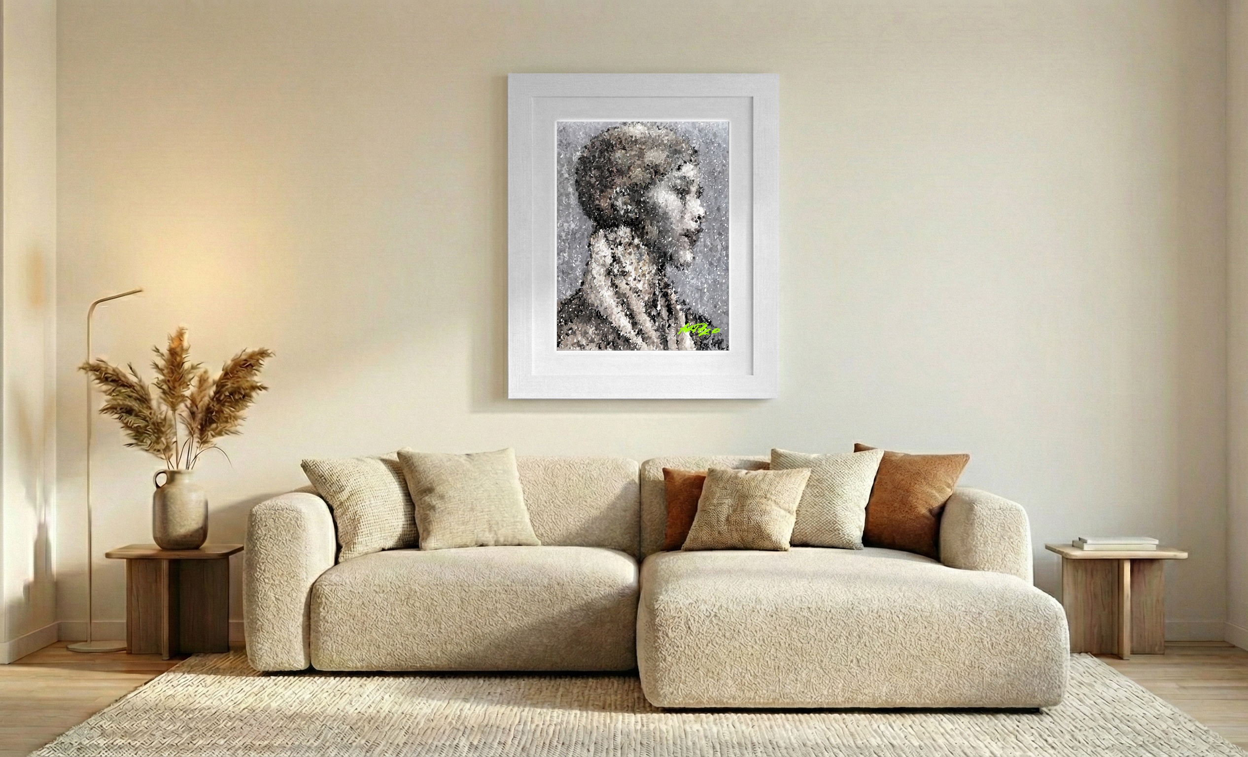 Warm Sepia Profile Portrait — art on the wall, room interior preview 2