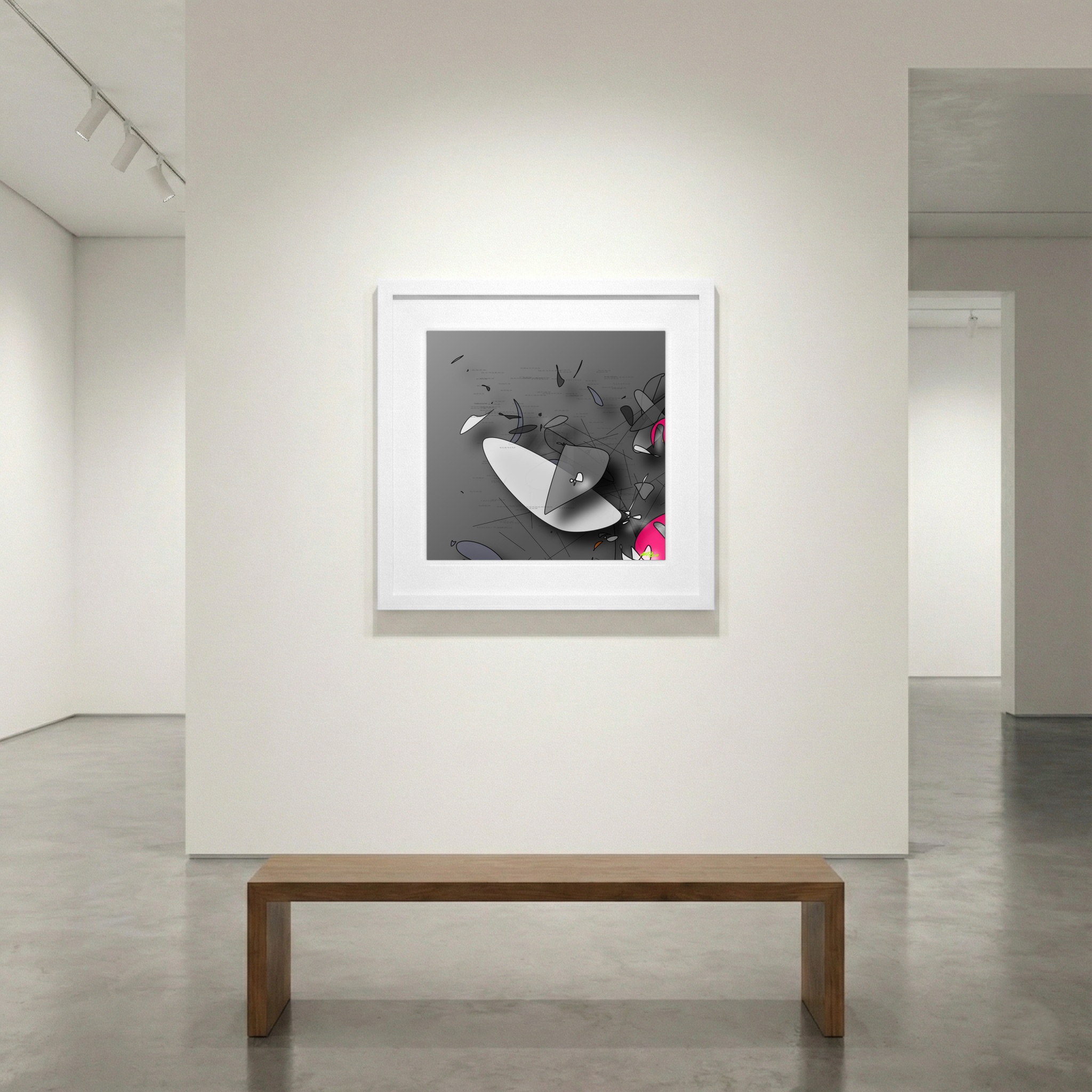 Fuchsia and Gray Blob Digital Artwork — art on the wall, room interior preview 1