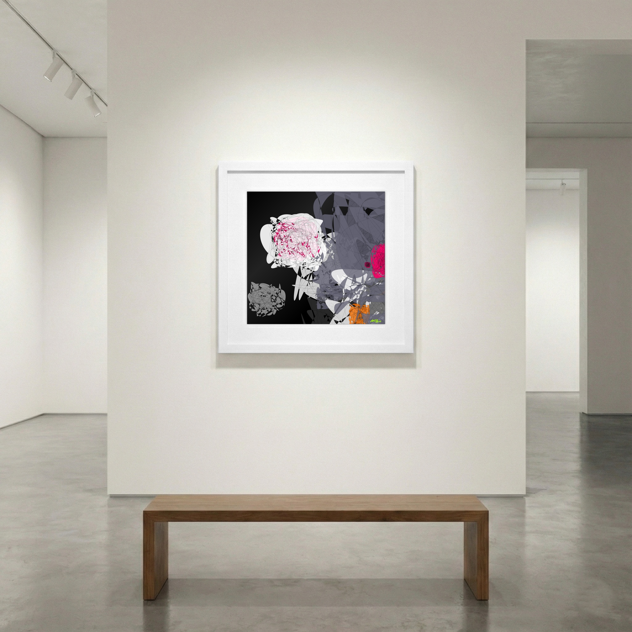 Magenta and Charcoal Digital Composition — art on the wall, room interior preview 1