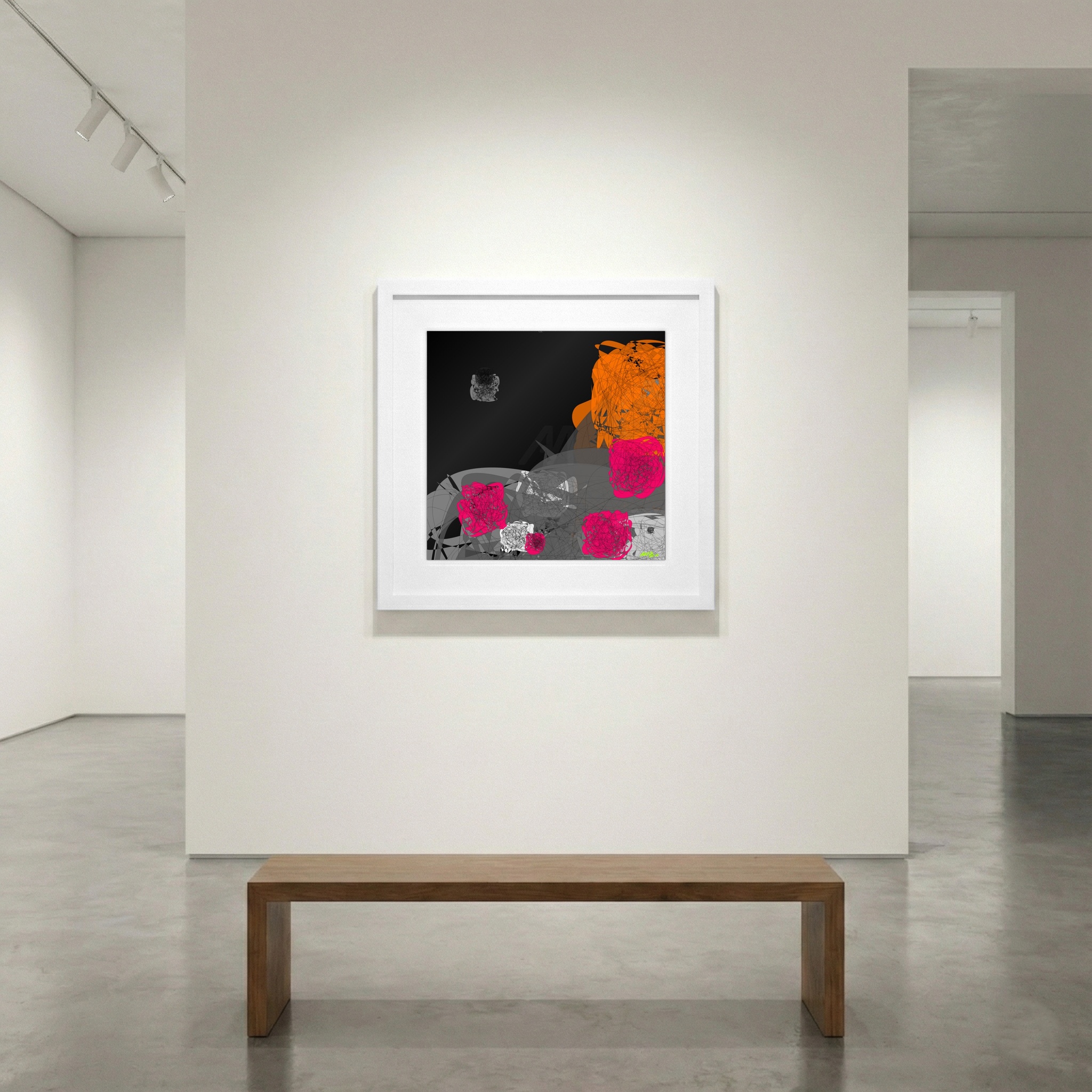 Vivid Magenta and Charcoal Digital Art — art on the wall, room interior preview 1
