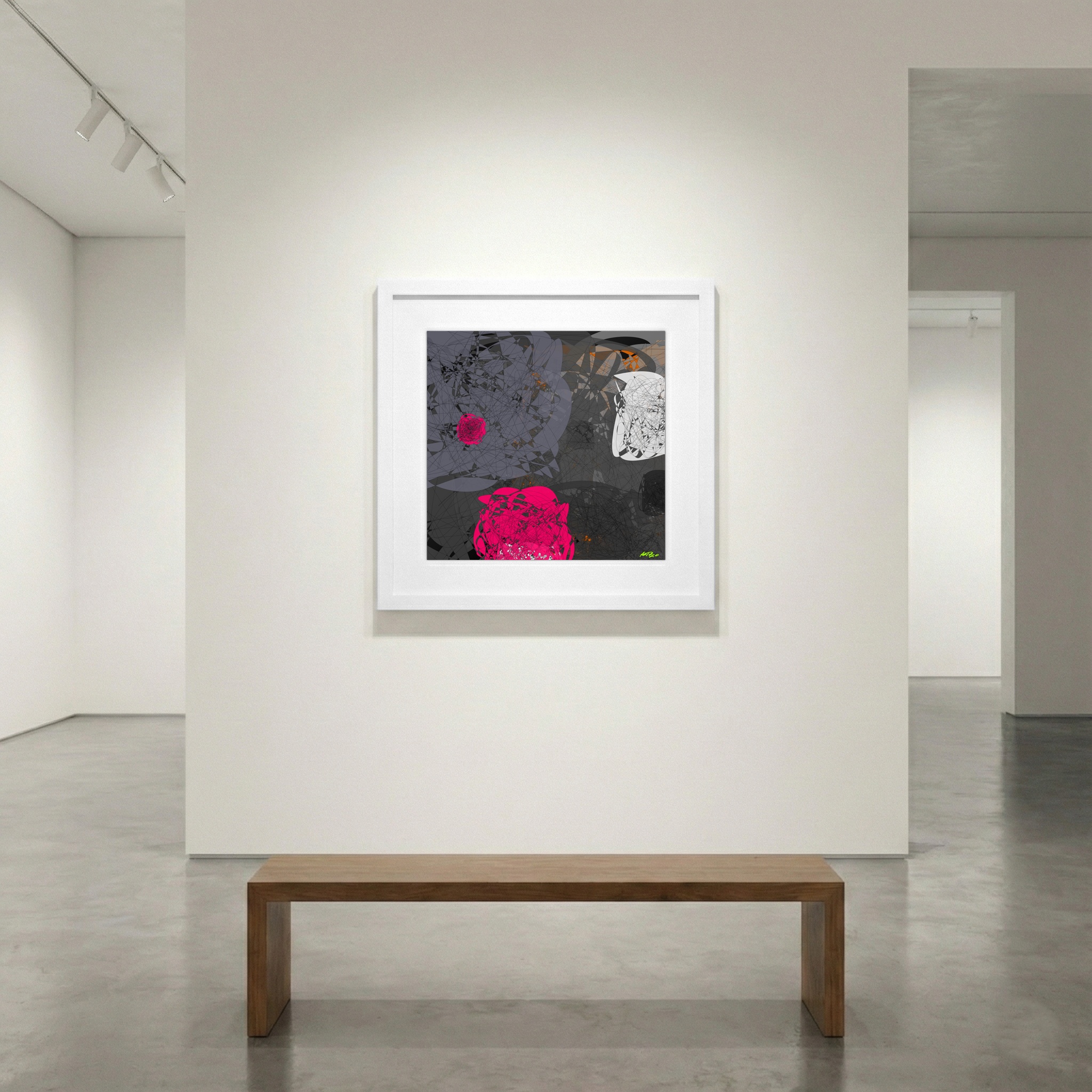 Fuchsia and Charcoal Digital Composition — art on the wall, room interior preview 1