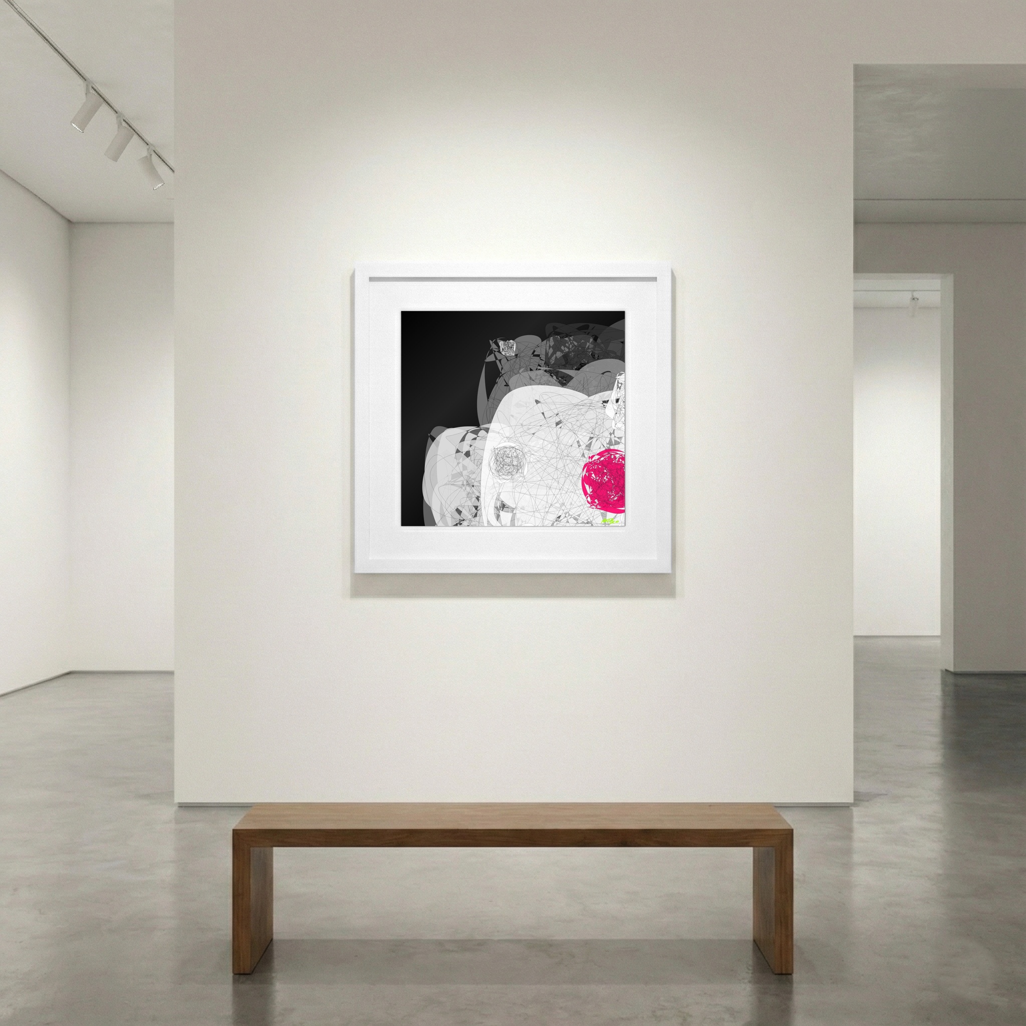 Magenta Scribble on Digital Canvas — art on the wall, room interior preview 1