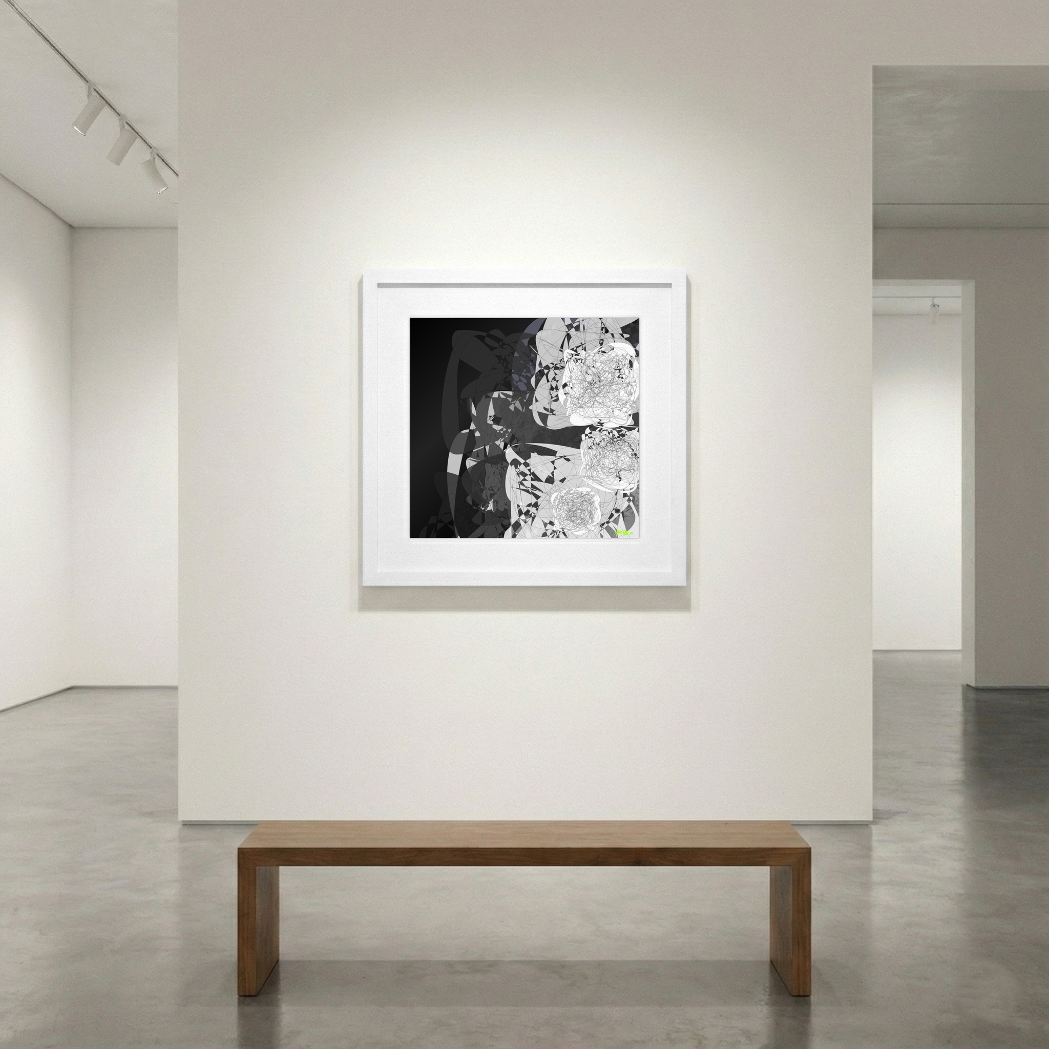 Charcoal and Pewter Abstract Digital Design — art on the wall, room interior preview 1