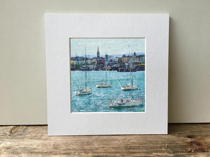 Turquoise Dublin Bay Digital Artwork — art on the wall, room interior preview 1