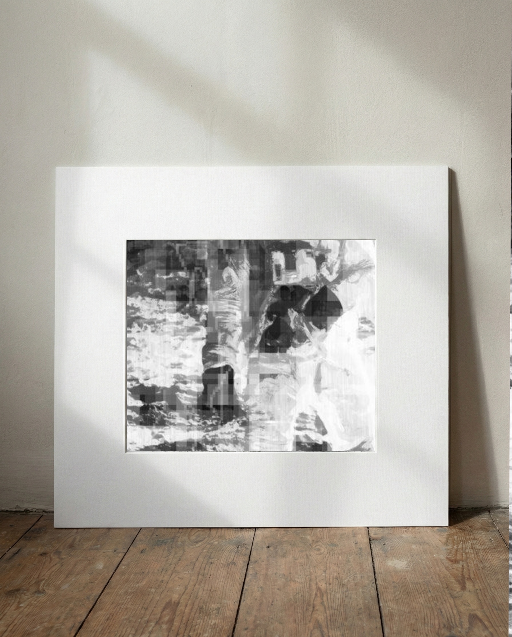 Monochrome Astronaut with Orange Accents — art on the wall, room interior preview 1