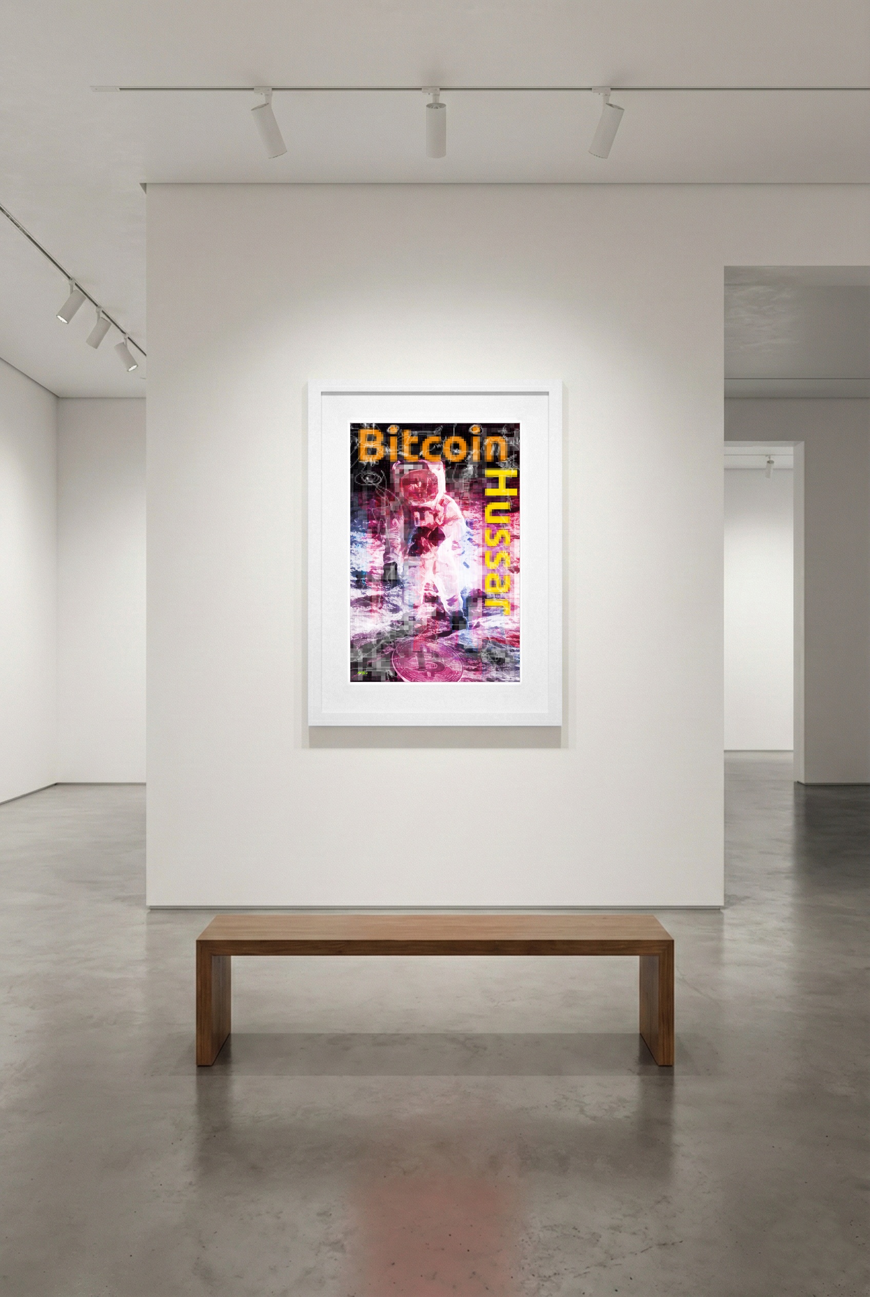 Bold Pink and Orange Astronaut Art — art on the wall, room interior preview 3