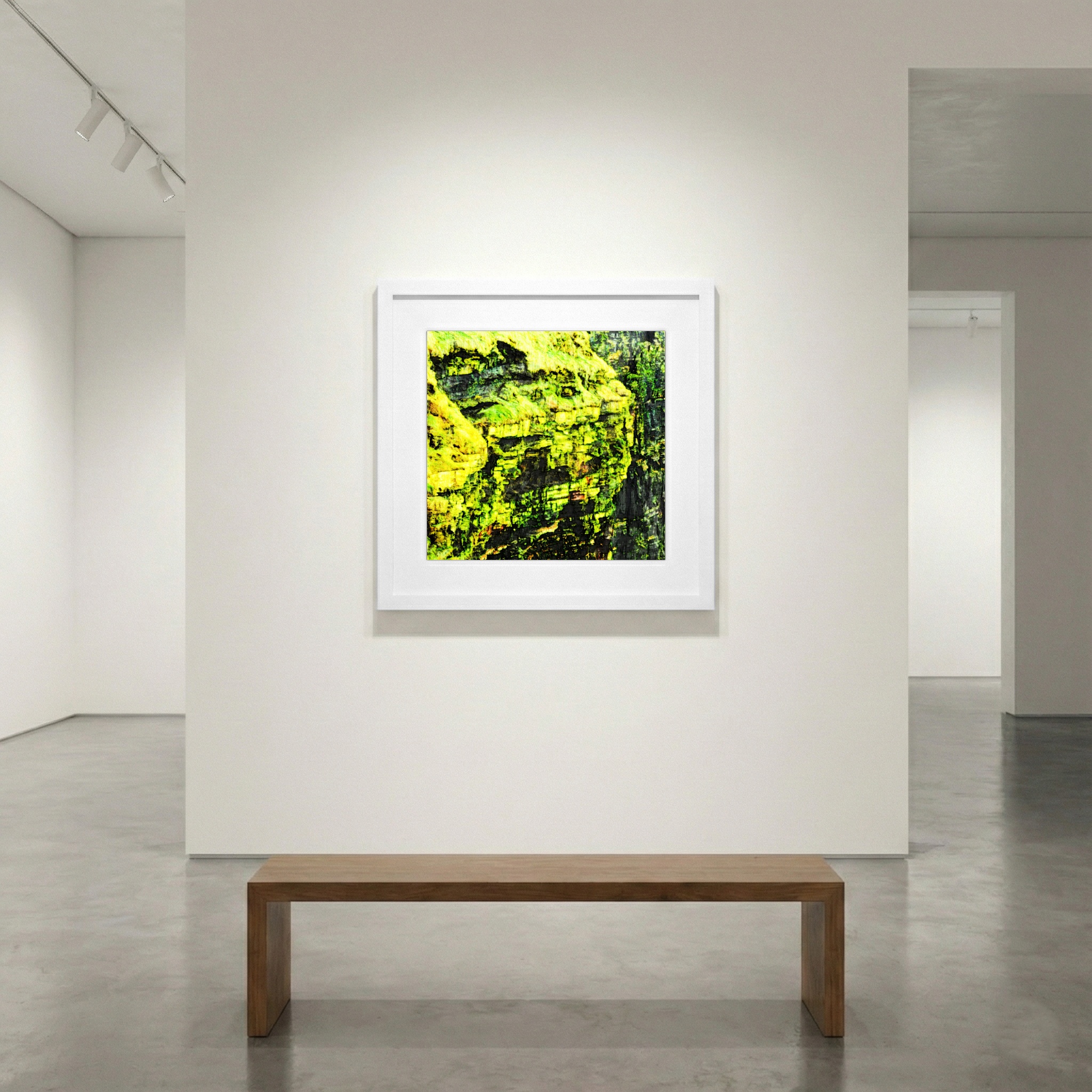 Emerald and Yellow Cliffs in Digital Form — art on the wall, room interior preview 1