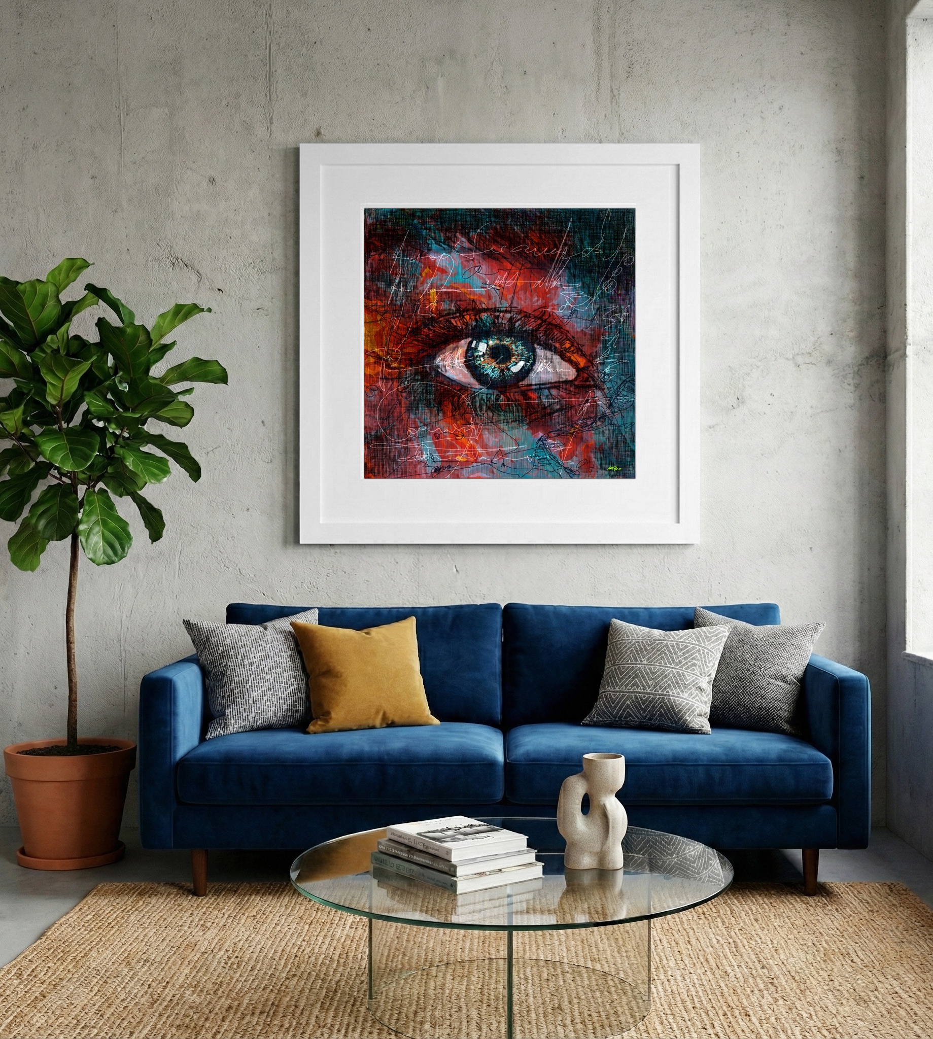 Mesmerizing Blue Eye Digital Print — art on the wall, room interior preview 2