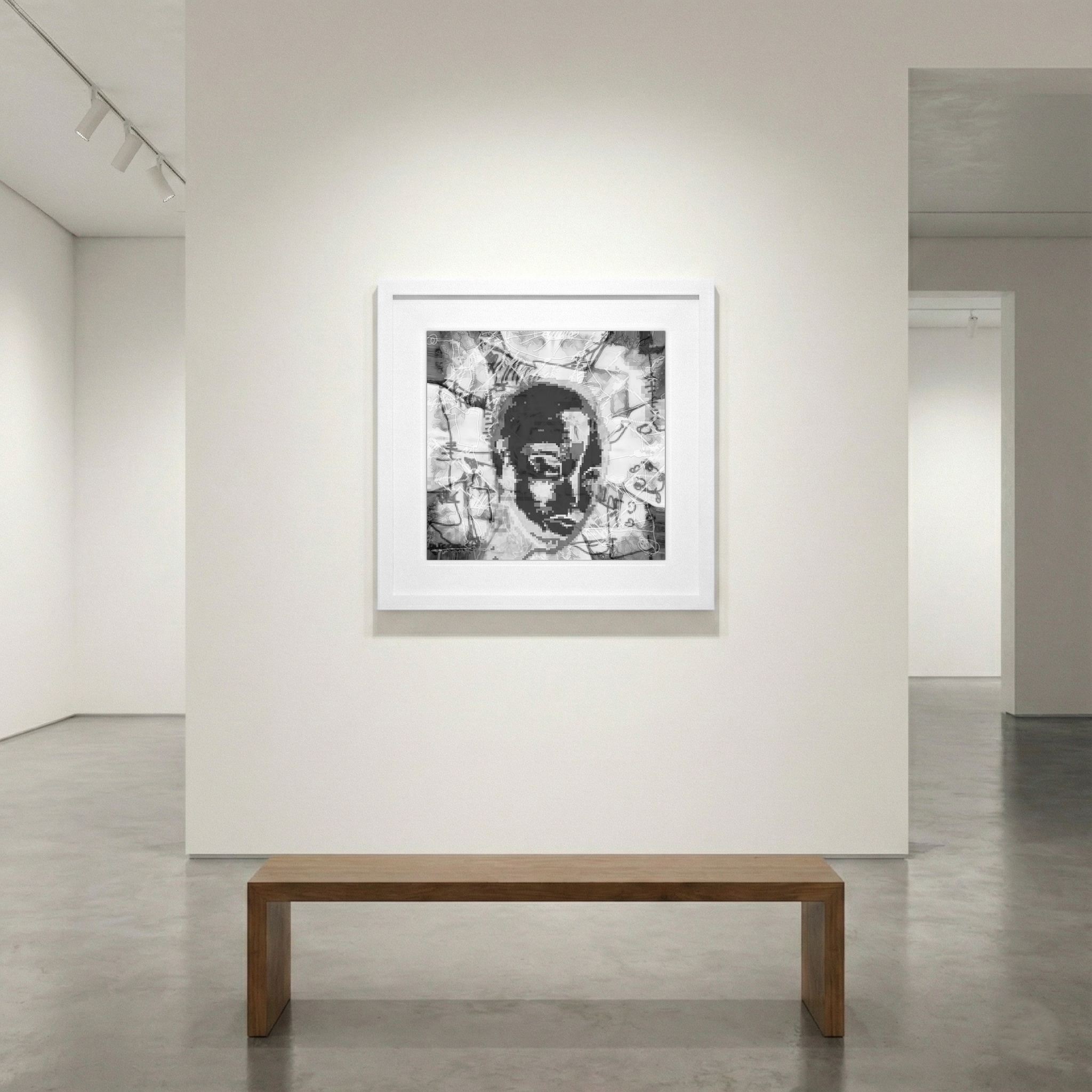 Contrasting Black and White Digital Sphere — art on the wall, room interior preview 1