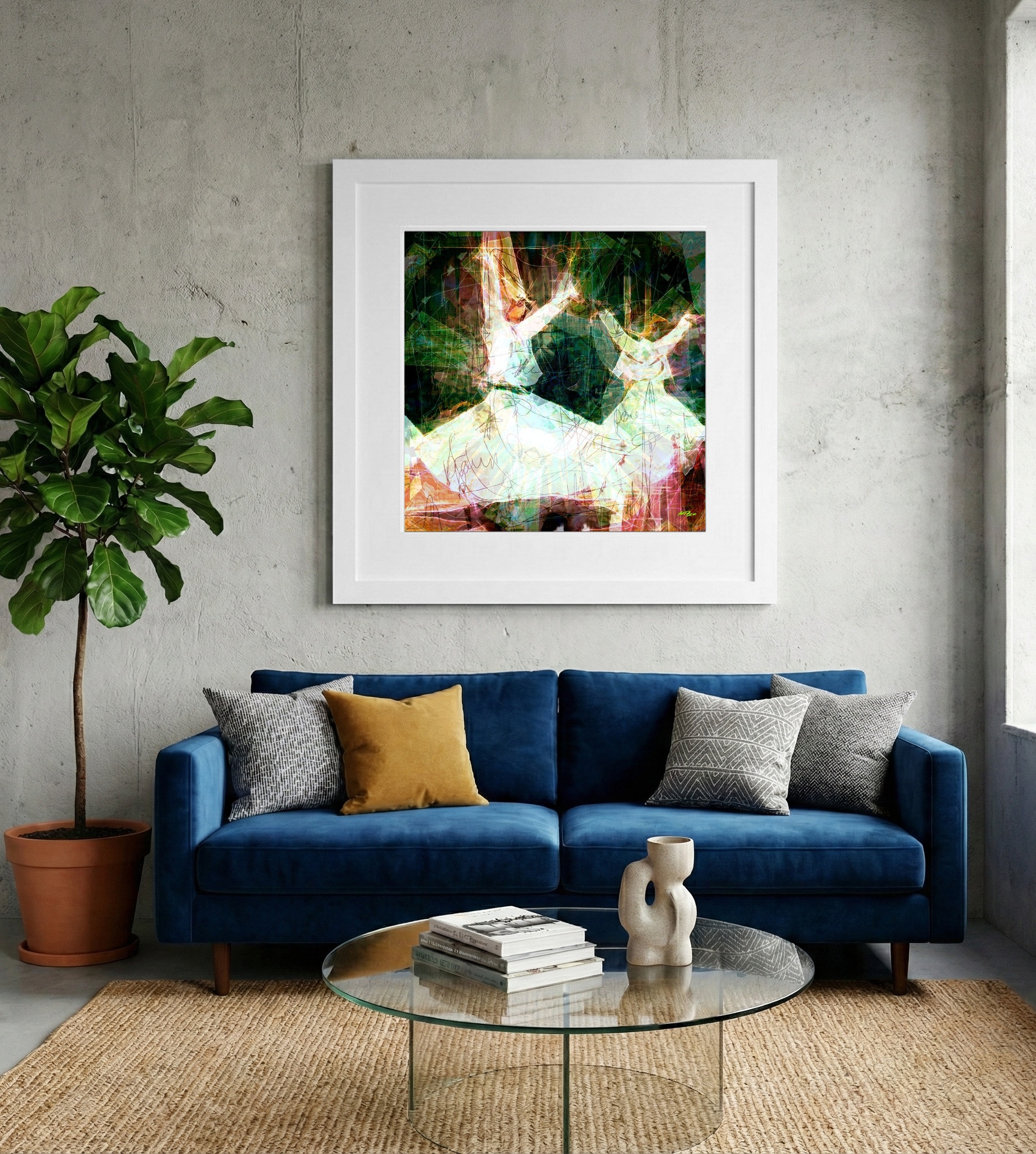 Colorful Dancers in Motion - Digital Art — art on the wall, room interior preview 2