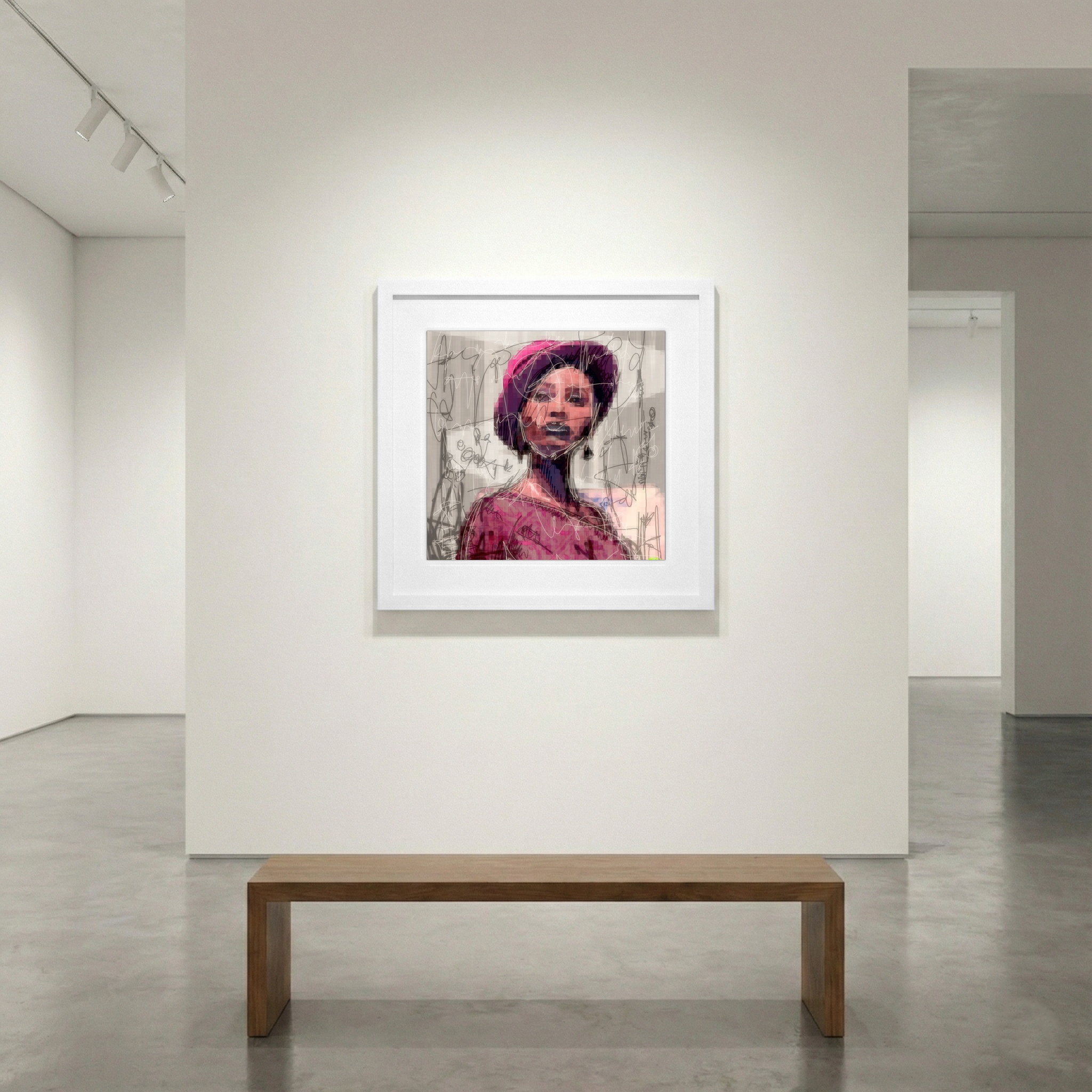 Stylized Magenta Woman in Digital Art — art on the wall, room interior preview 1