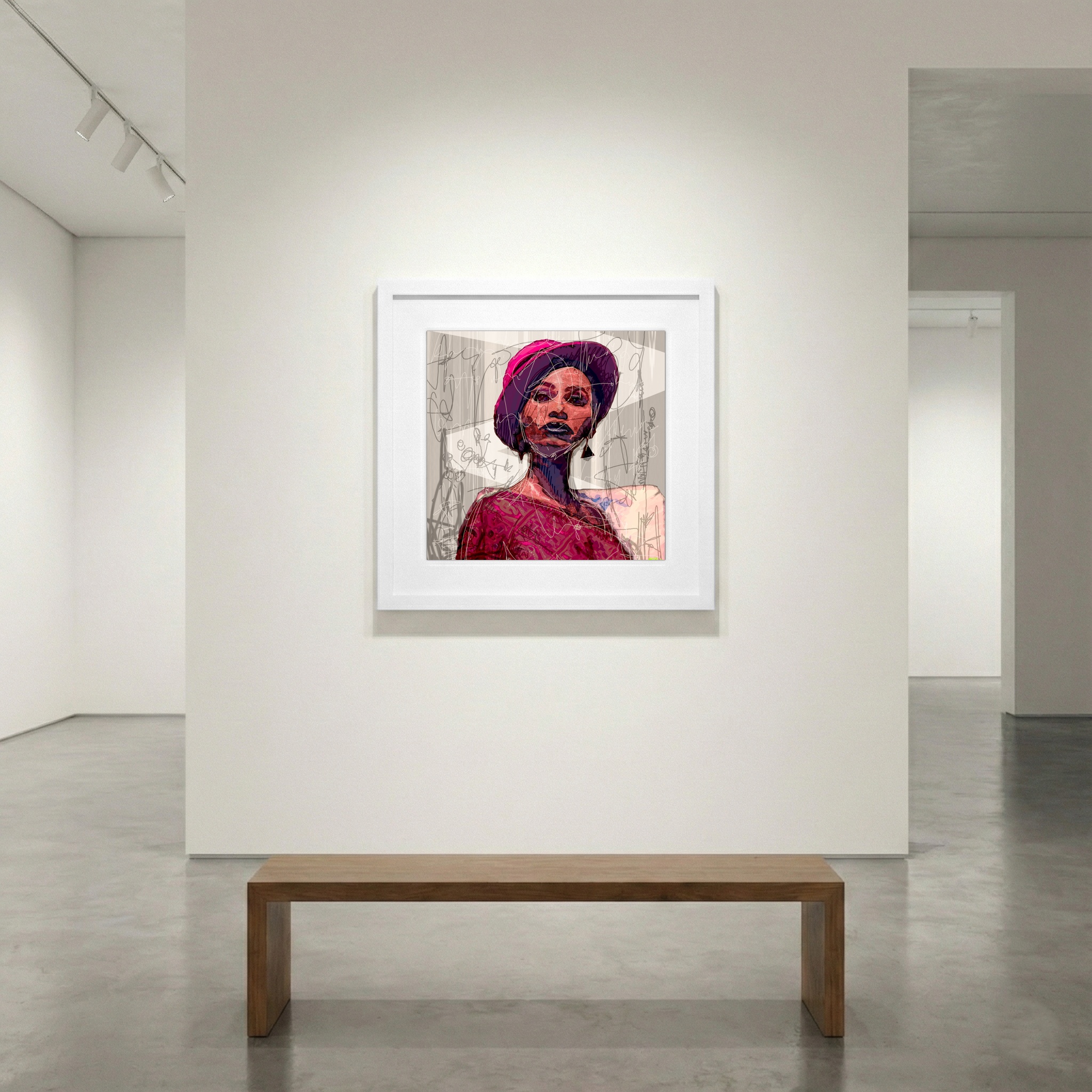 Rich Magenta Woman Digital Portrait — art on the wall, room interior preview 1