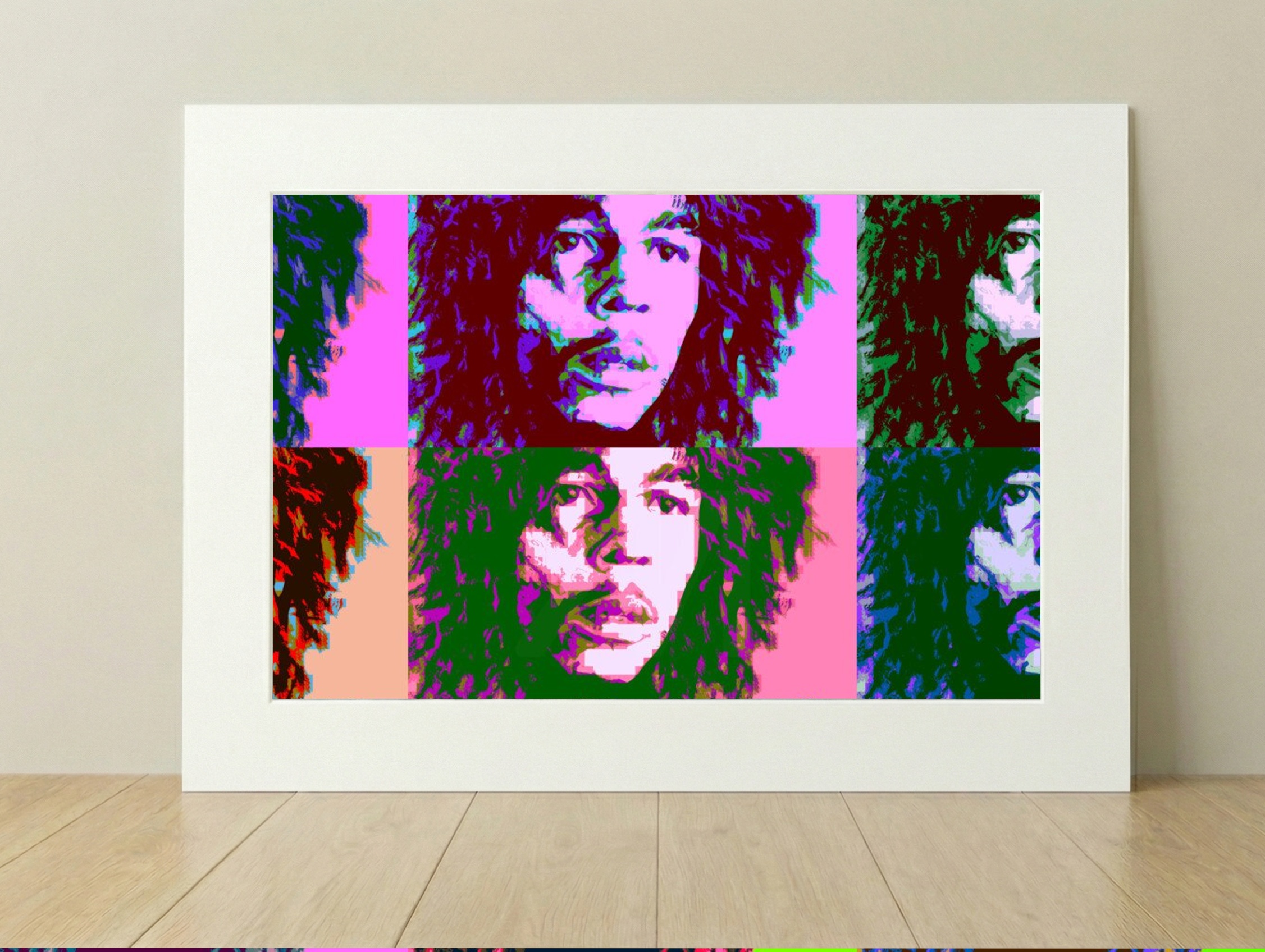 Red and Black Bob Marley Portrait — art on the wall, room interior preview 1