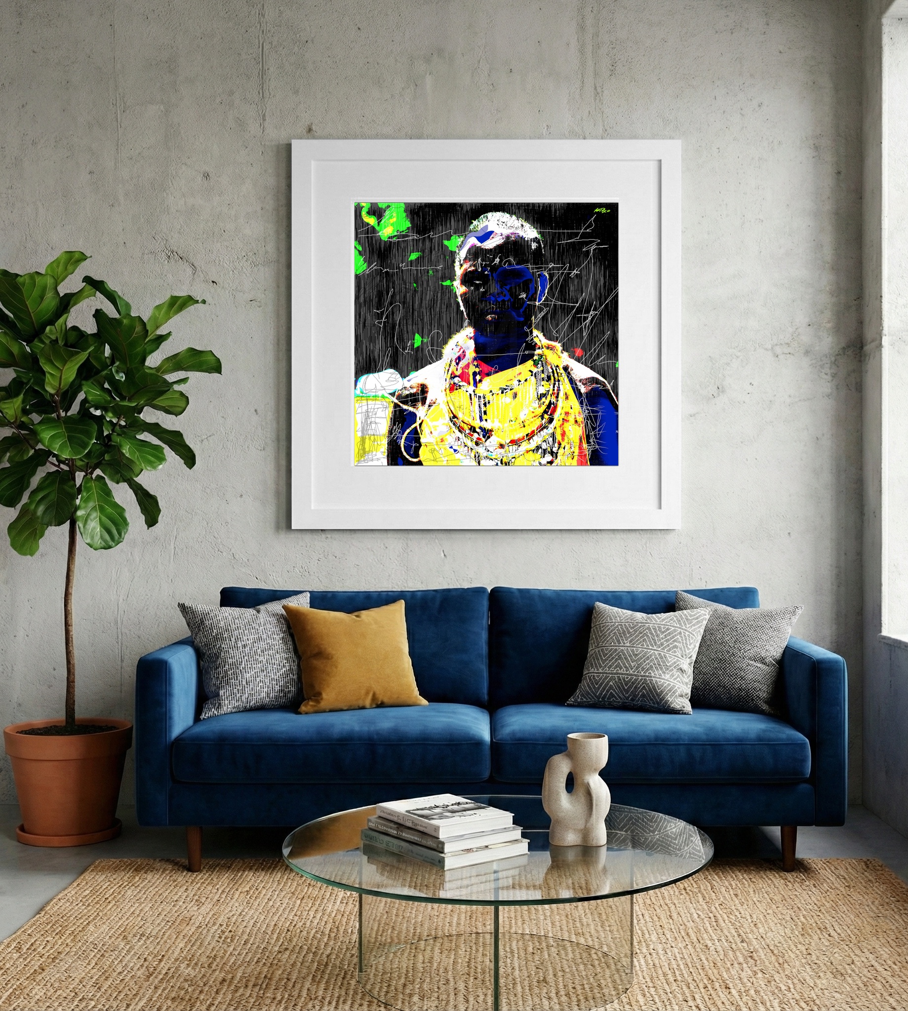 Bold Maasai Woman Digital Artwork — art on the wall, room interior preview 2