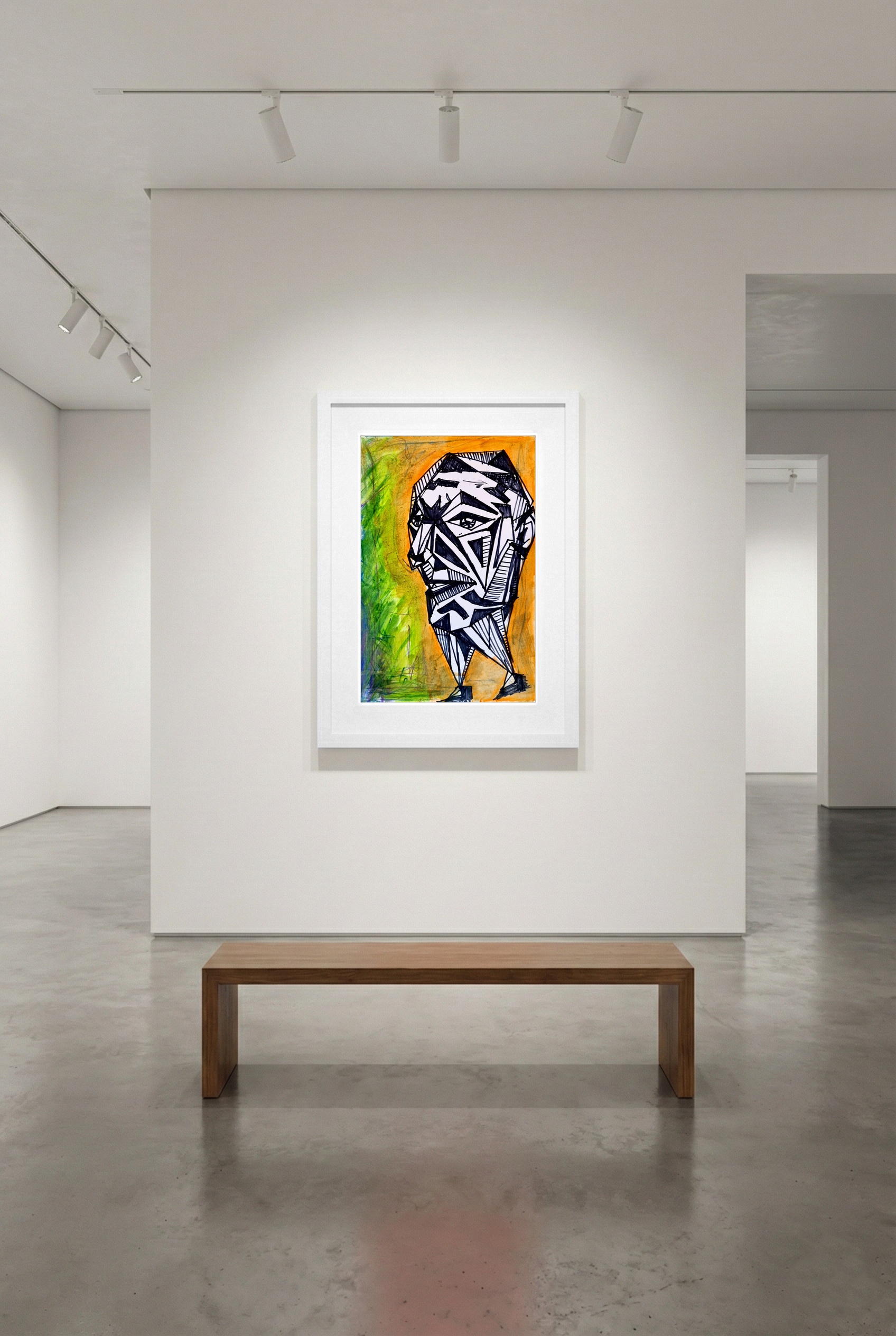 Quirky Black and Orange Marker Figure — art on the wall, room interior preview 3