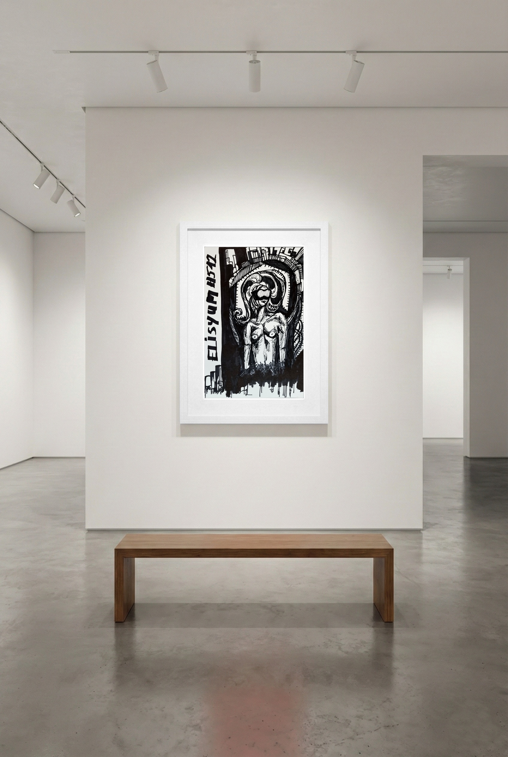 Elysium-Inspired Woman in Black Ink — art on the wall, room interior preview 3