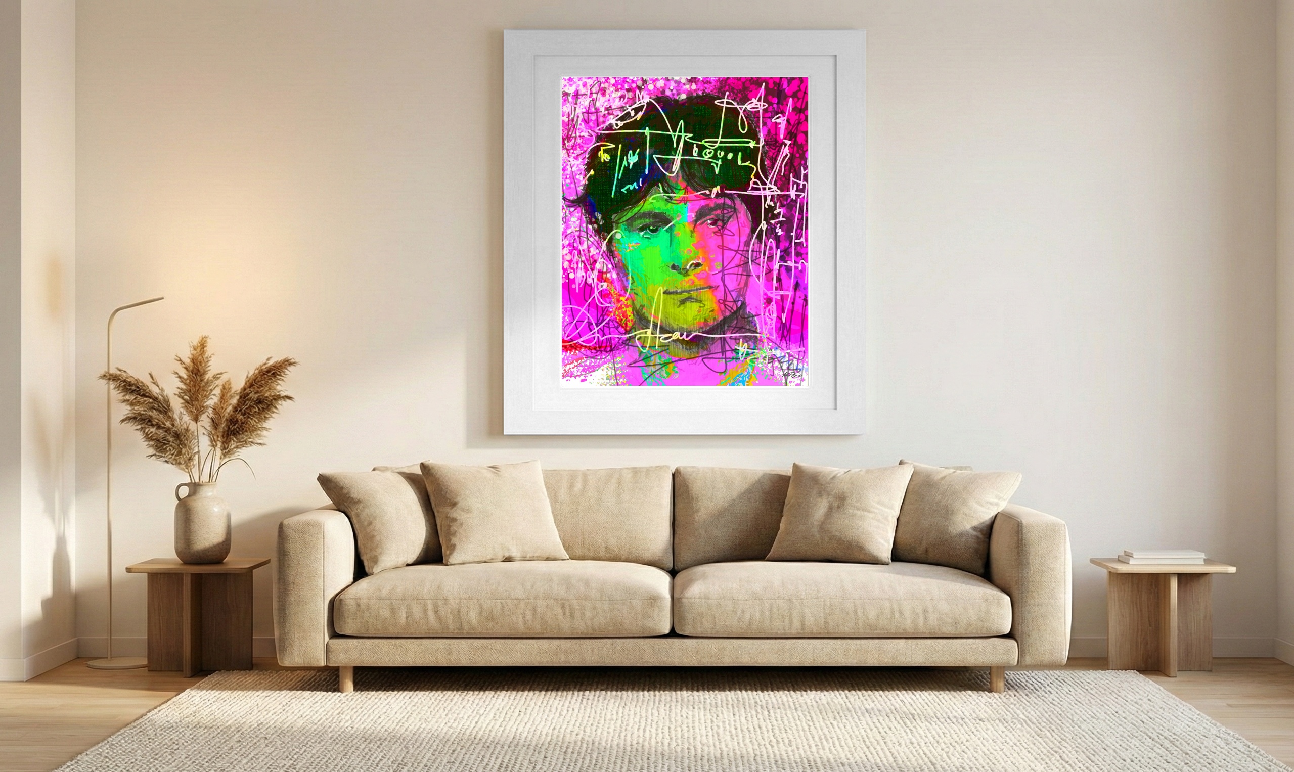 Neon Pink and Green City Vibes — art on the wall, room interior preview 1
