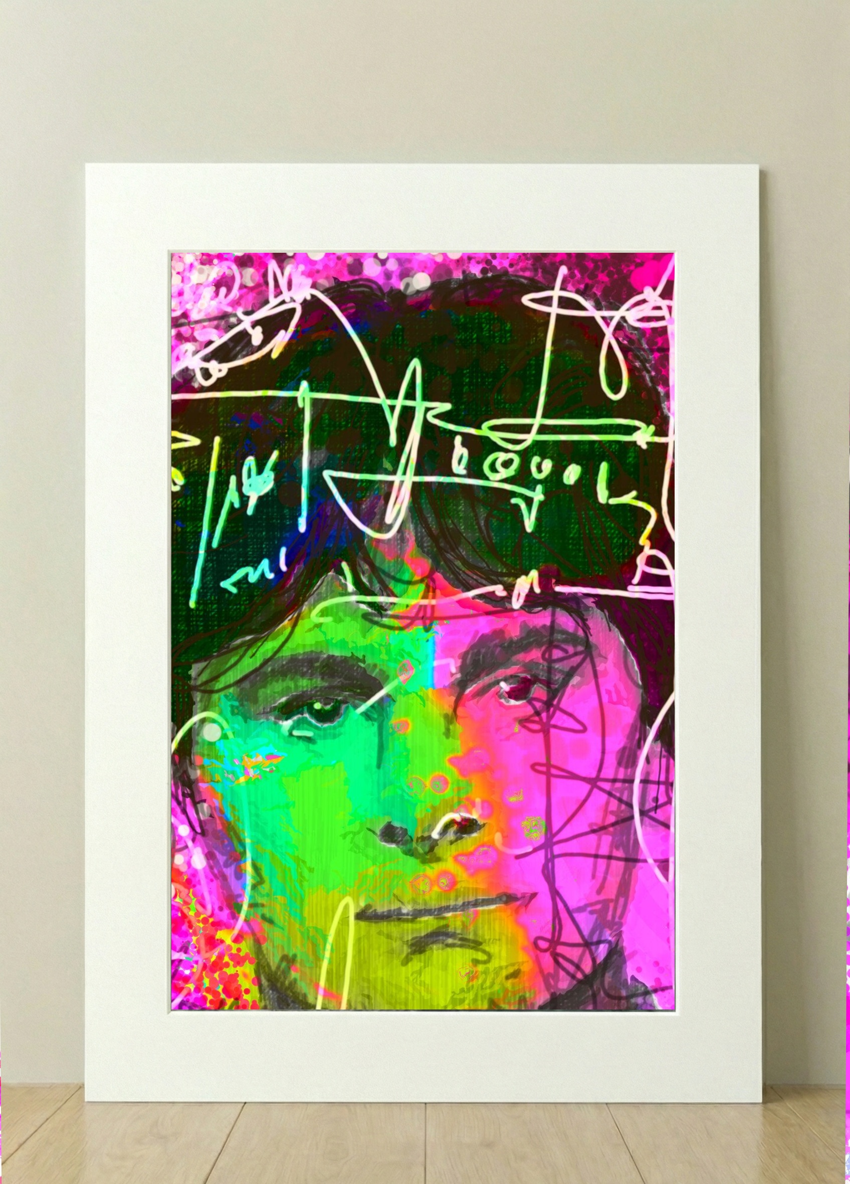 Neon Pink and Green City Vibes — art on the wall, room interior preview 2