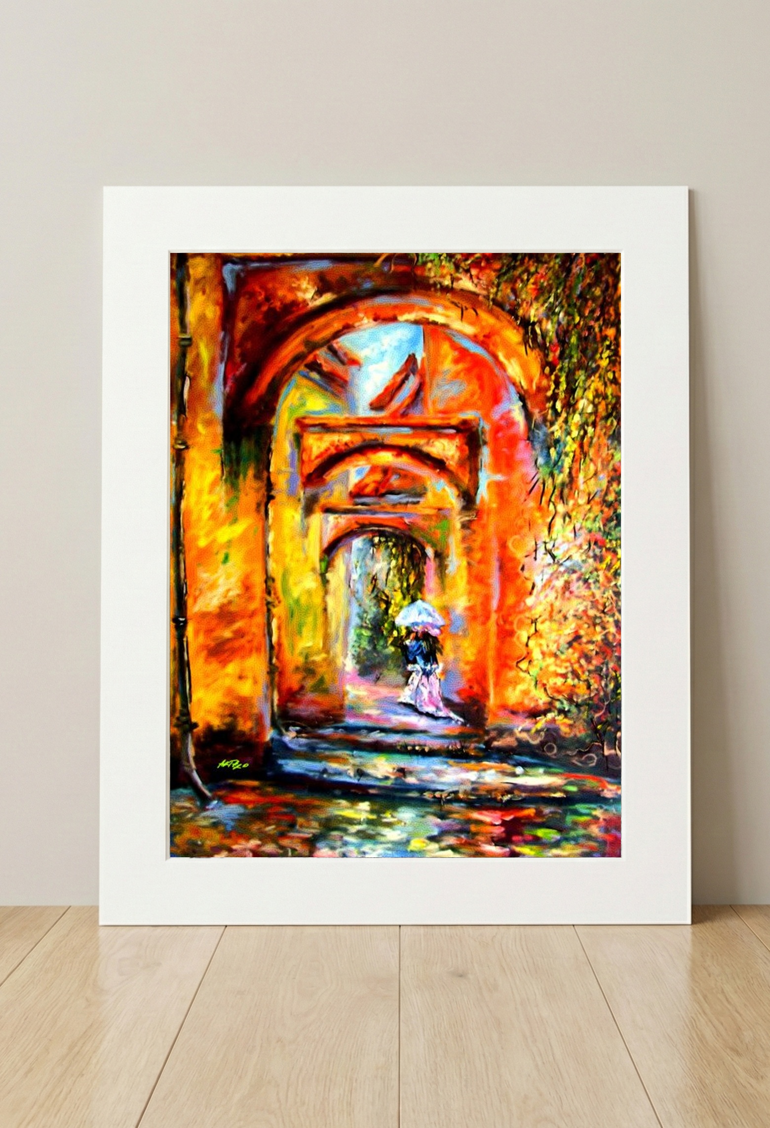 Vibrant City Glow in Digital Art — art on the wall, room interior preview 3