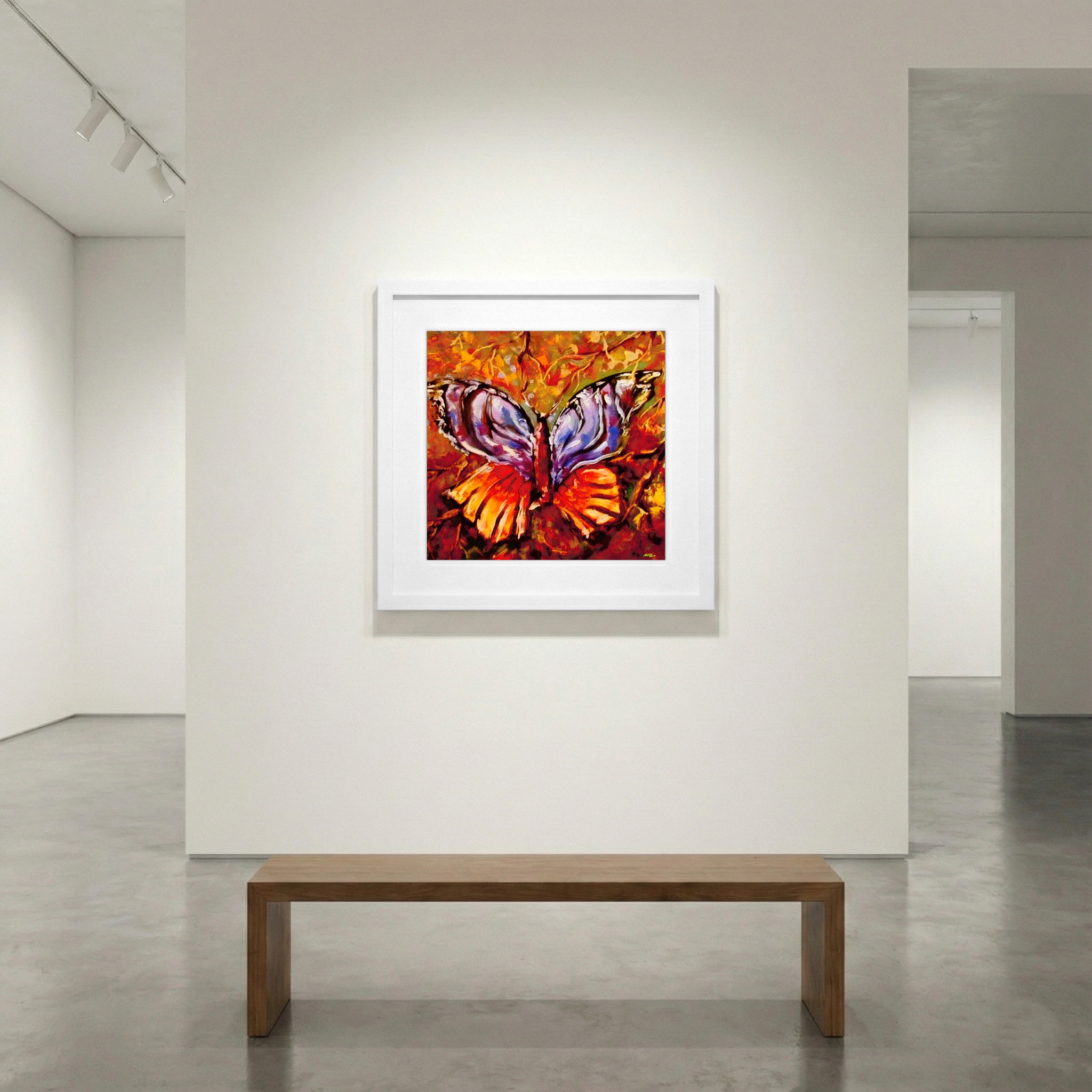 Warm Orange Butterfly Digital Art — art on the wall, room interior preview 1