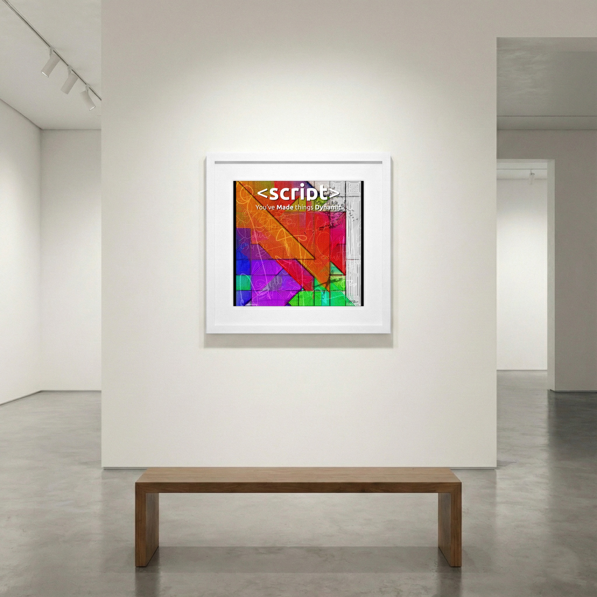 Electric Orange and Magenta Dynamic Art — art on the wall, room interior preview 1