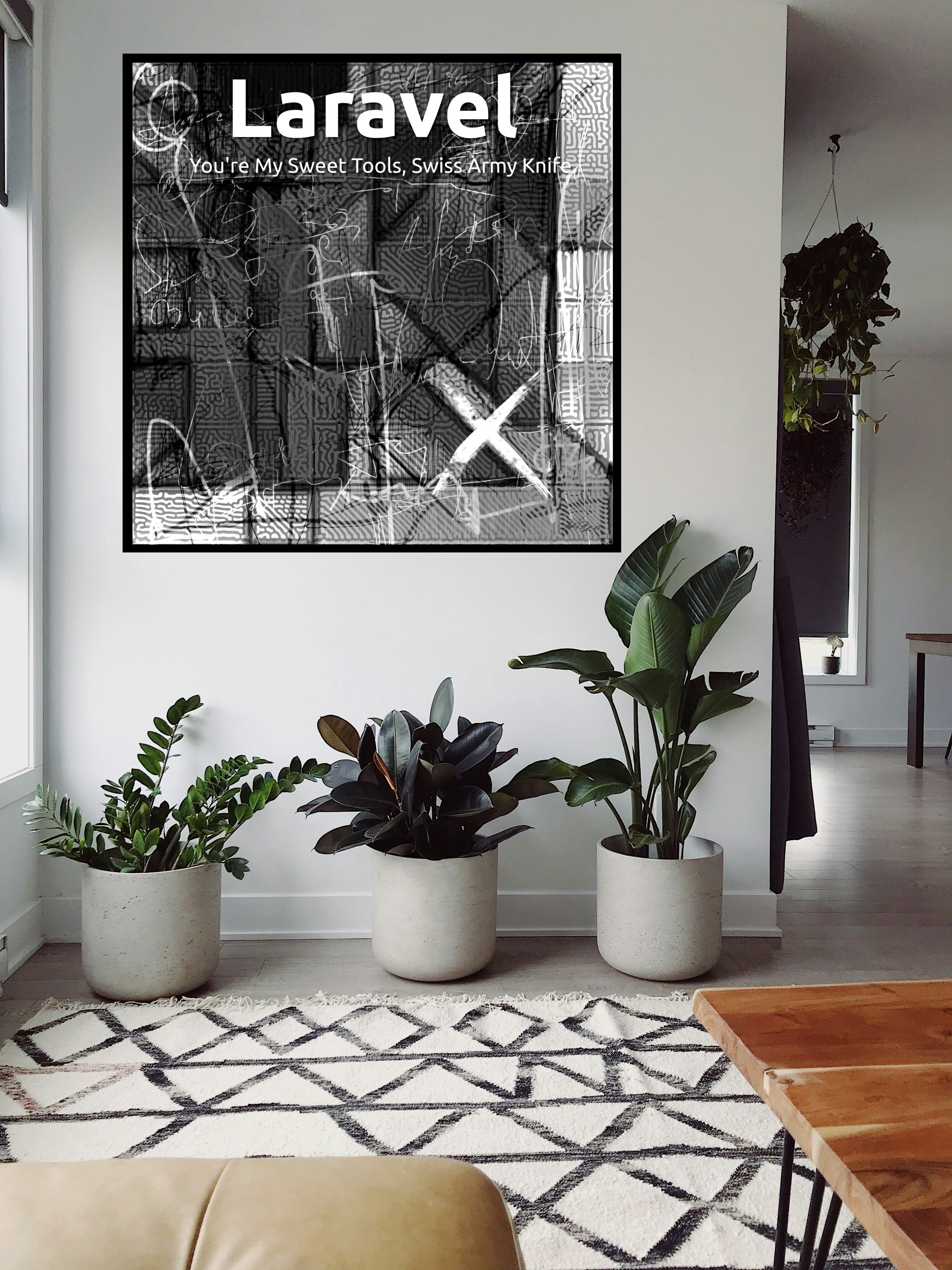 Bold Black and White Geometric Print — art on the wall, room interior preview 1