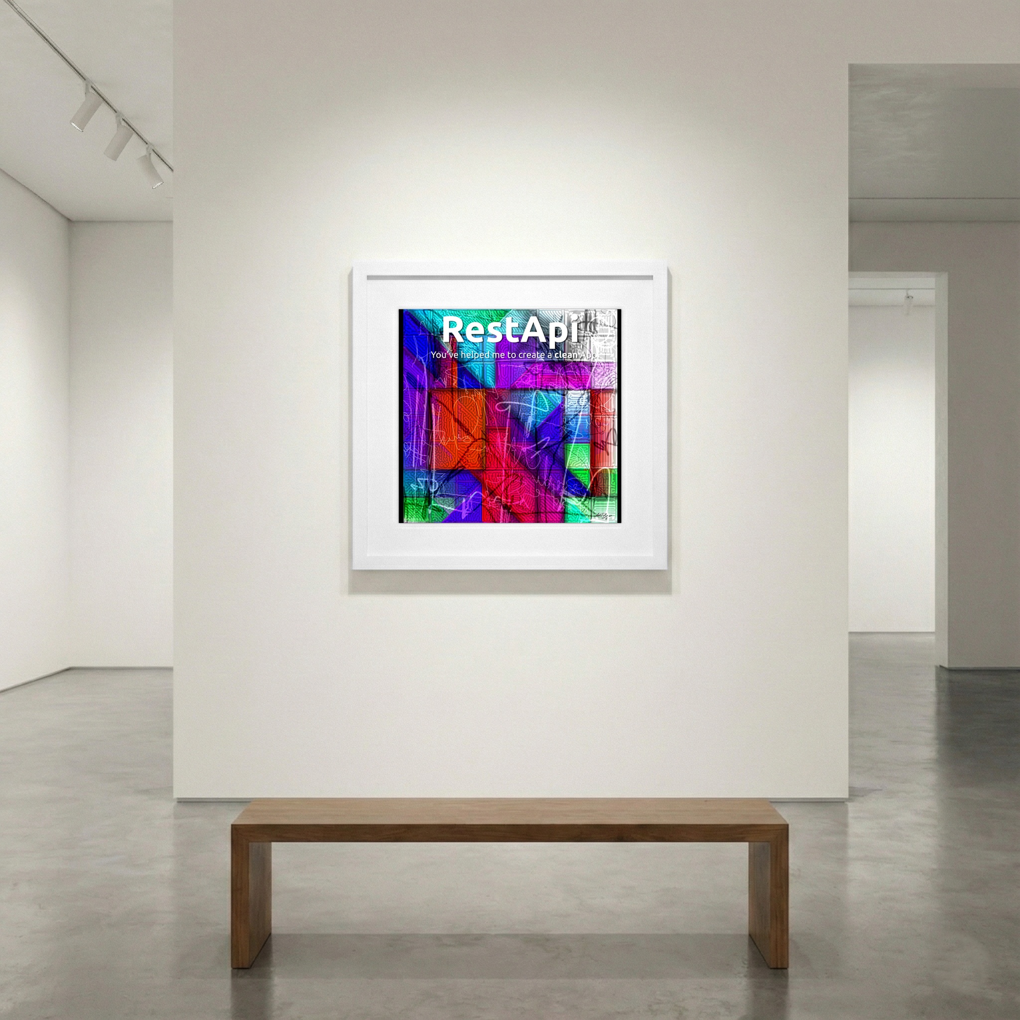 Crimson and Turquoise Geometric Print — art on the wall, room interior preview 1