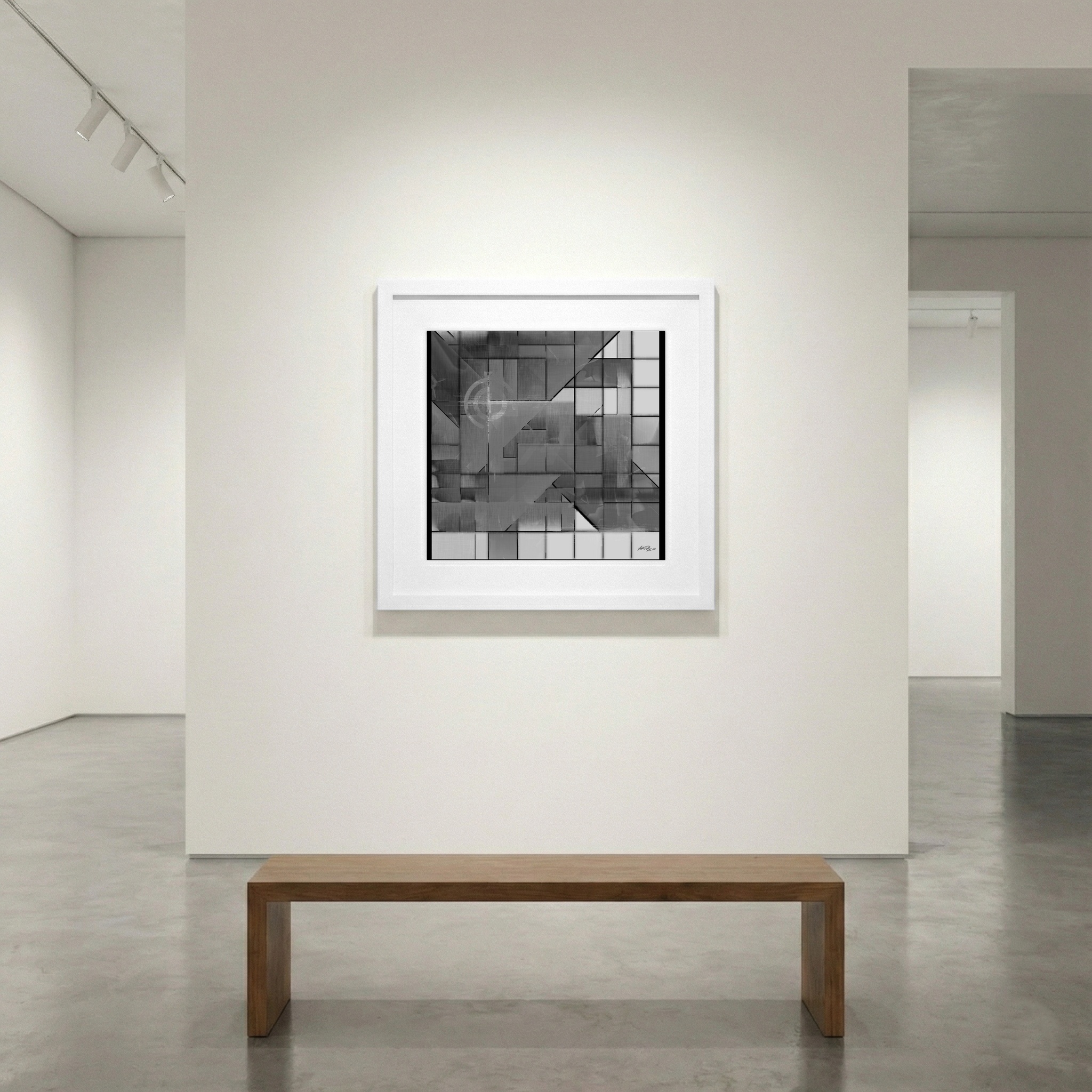 Monochrome Grid Digital Artwork — art on the wall, room interior preview 1
