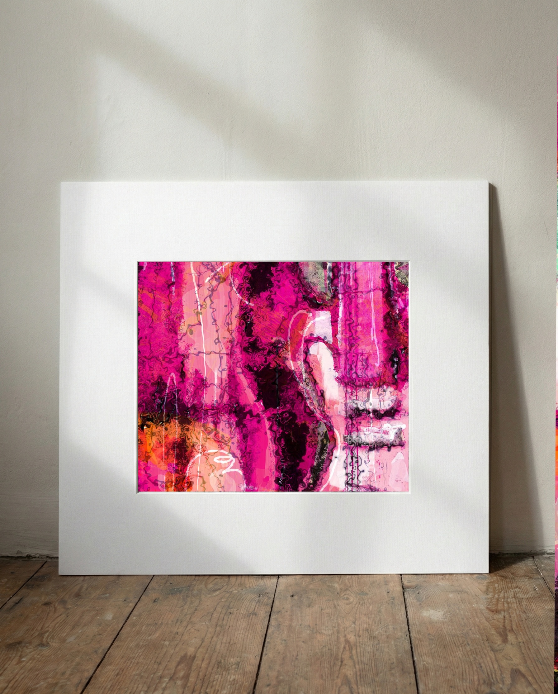 Electric Orange Guitar Digital Artwork — art on the wall, room interior preview 1