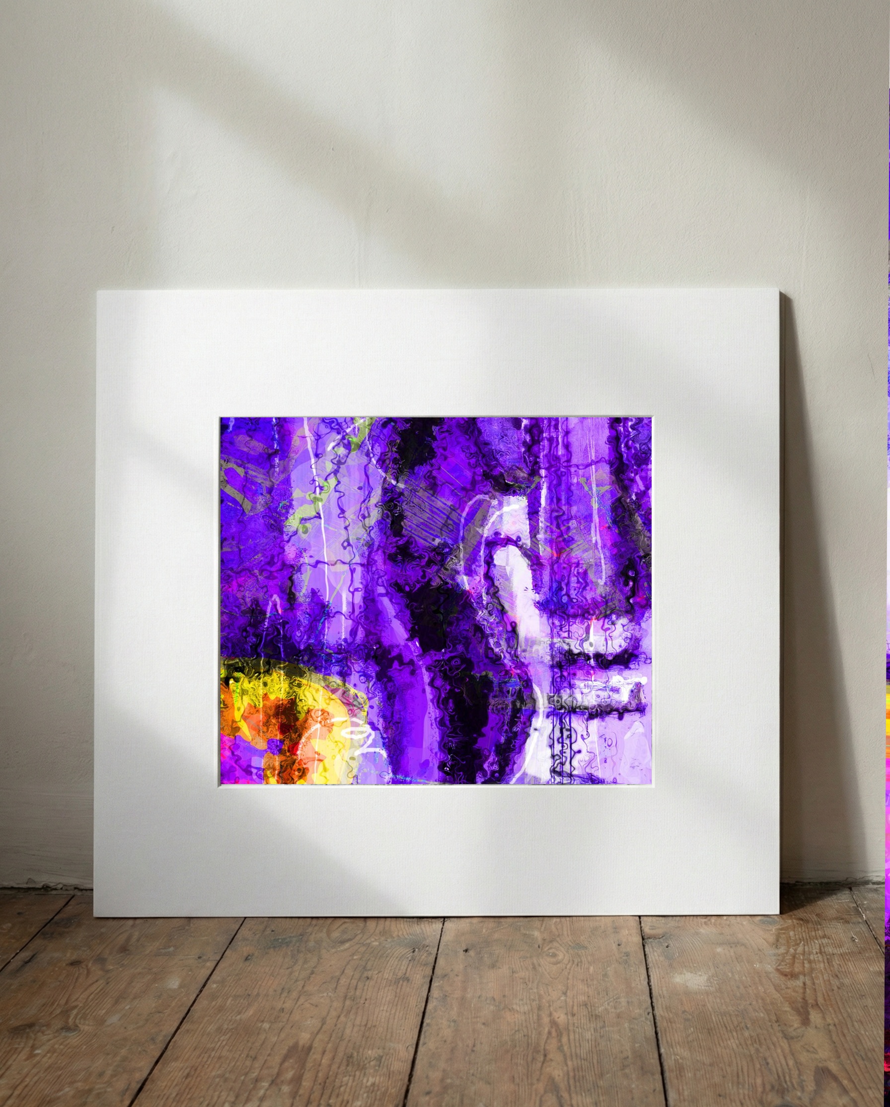 Royal Purple Guitar Digital Art — art on the wall, room interior preview 1